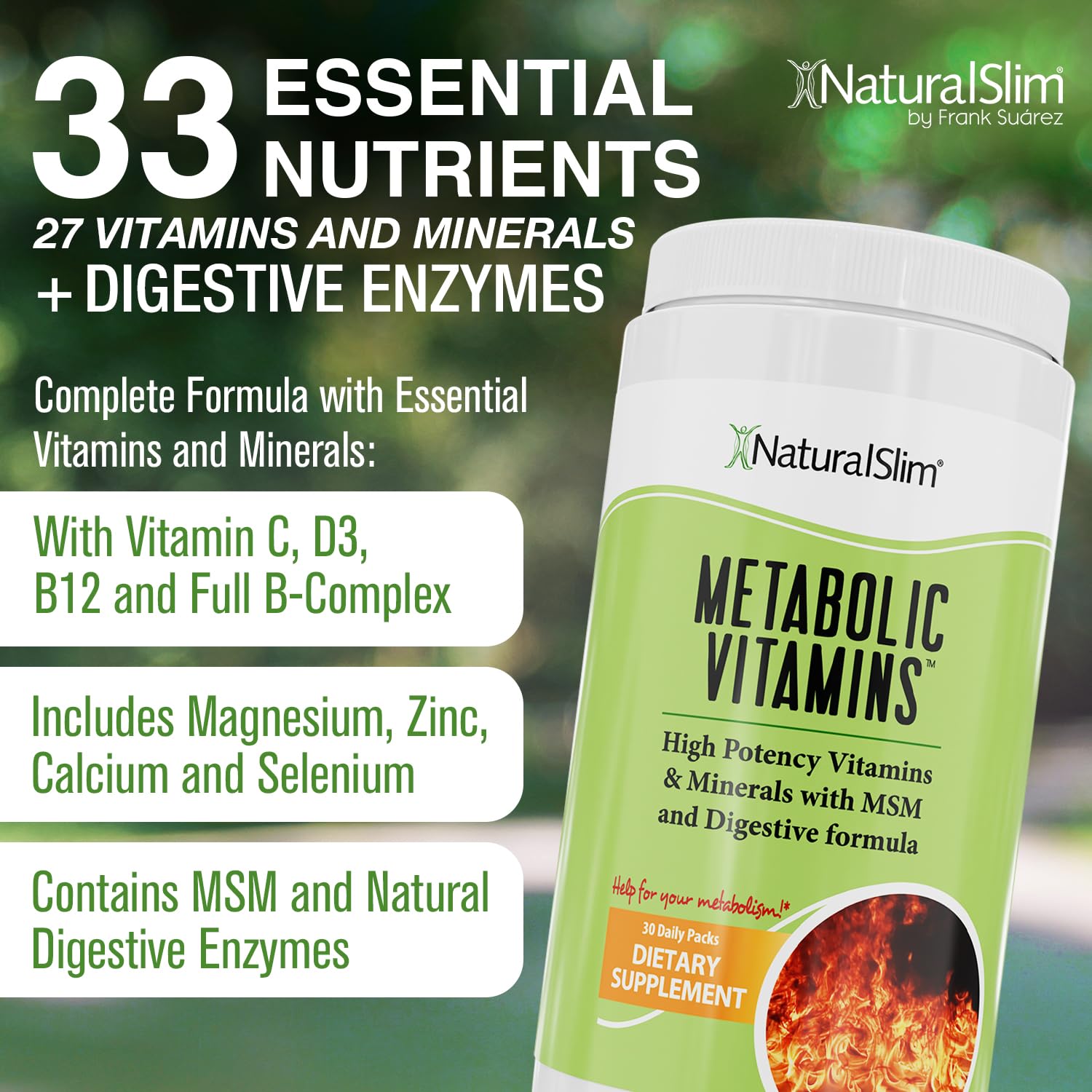 NaturalSlim Metabolic Vitamins, Multivitamin for Women & Men, Supports Energy, Metabolism & Nutrient Absorption with Digestive Enzymes, Womens Multivitamin with B-Complex & Niacin 1 Pack