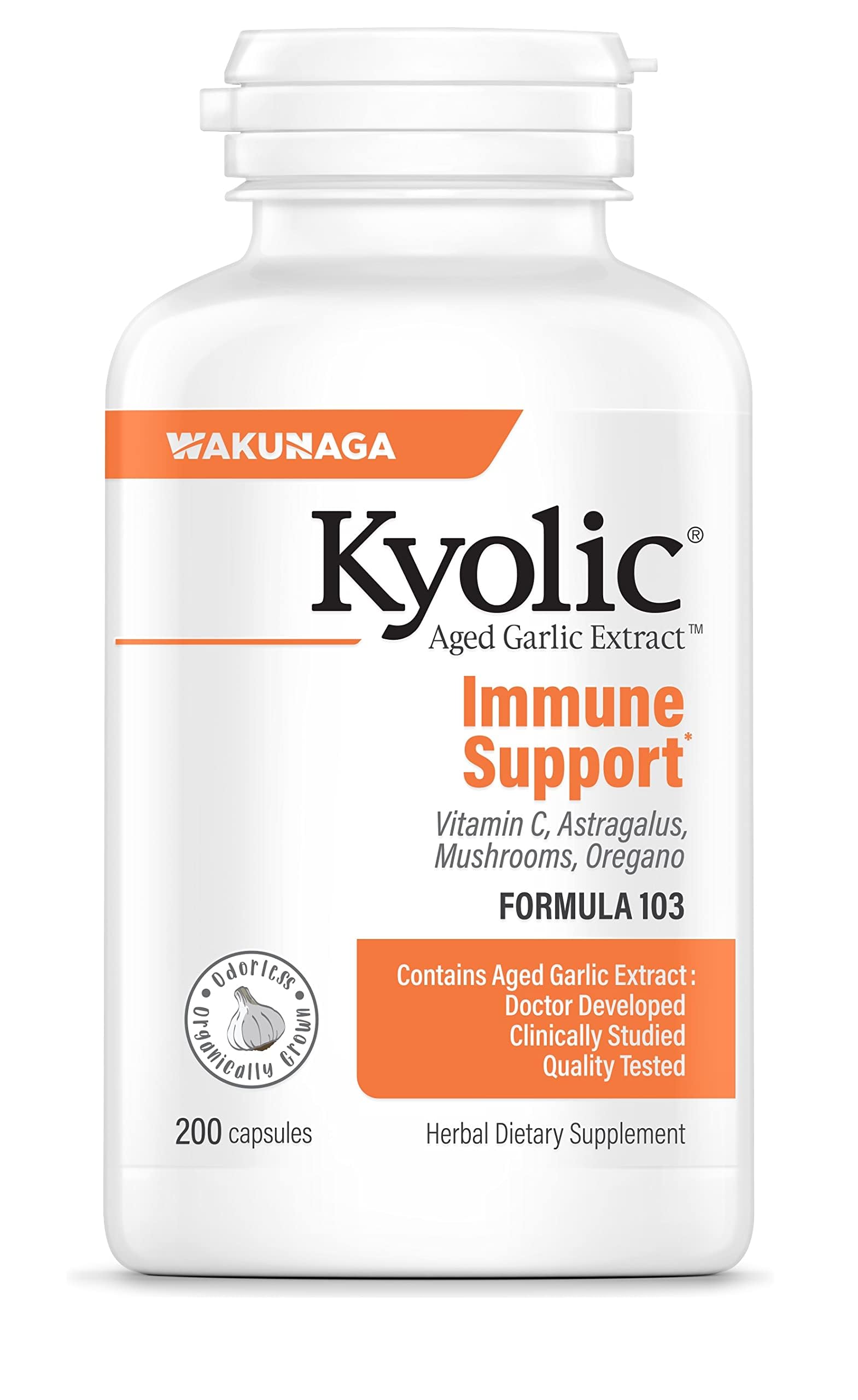 Kyolic Aged Garlic Extract Formula 103, Immune Support*, 200 Capsules