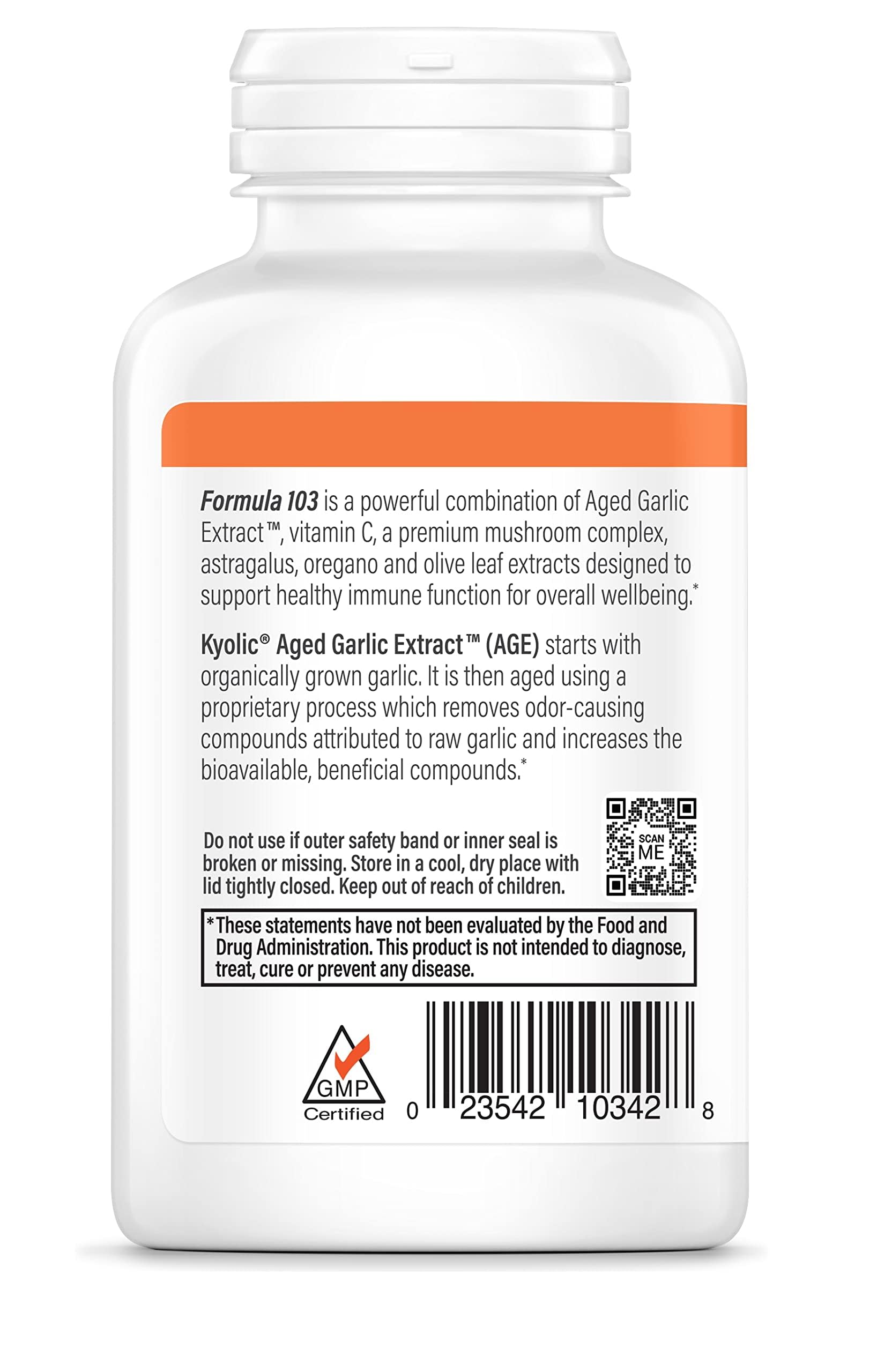 Kyolic Aged Garlic Extract Formula 103, Immune Support*, 200 Capsules