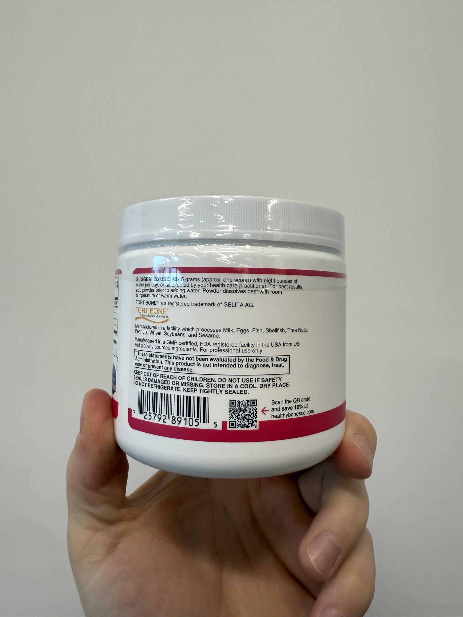 FORTIBONE Collagen Peptides Essential Bone Builder Hydrolyzed Collagen Powder for Women & Men, Clinically-Supported for Bone Strength & Density, Gluten Free & Dairy Free - Unflavored (30 Servings)