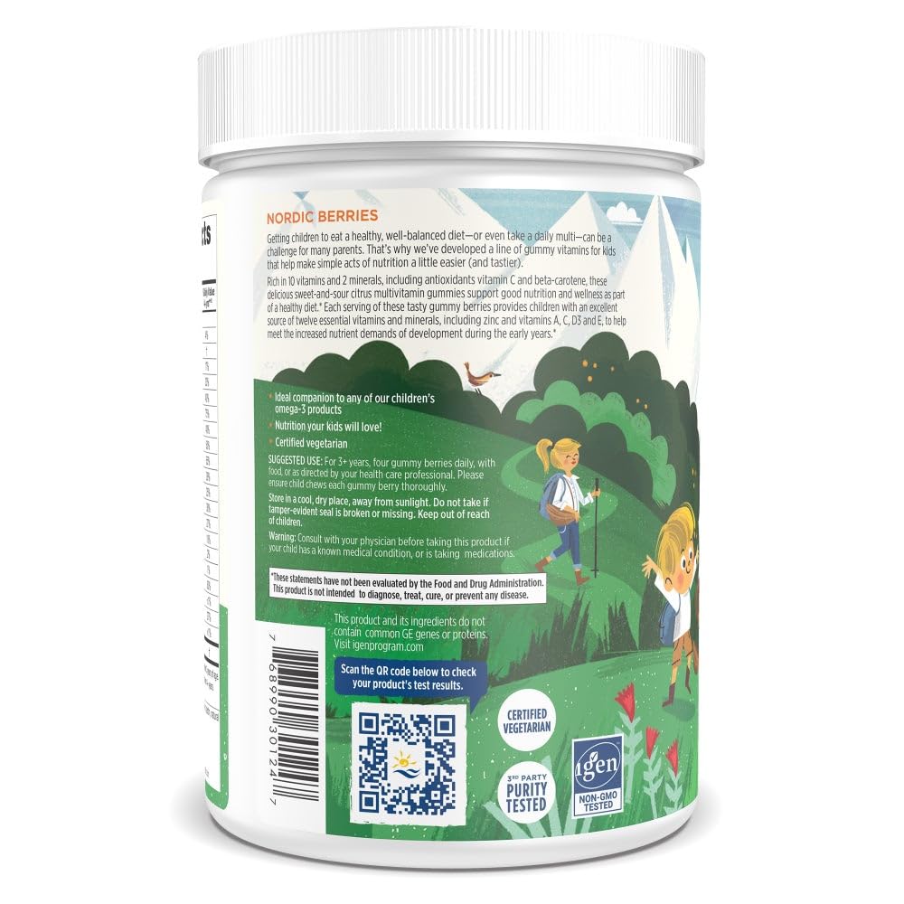 Nordic Naturals Nordic Berries, Citrus - 200 Gummy Berries - Great-Tasting Multivitamin for Ages 3+ - Growth, Development, Optimal Wellness - Non-GMO, Vegetarian - 50 Servings
