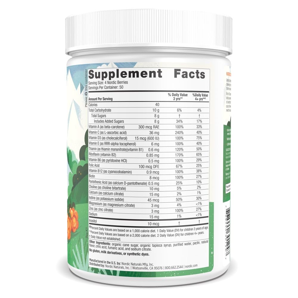 Nordic Naturals Nordic Berries, Citrus - 200 Gummy Berries - Great-Tasting Multivitamin for Ages 3+ - Growth, Development, Optimal Wellness - Non-GMO, Vegetarian - 50 Servings