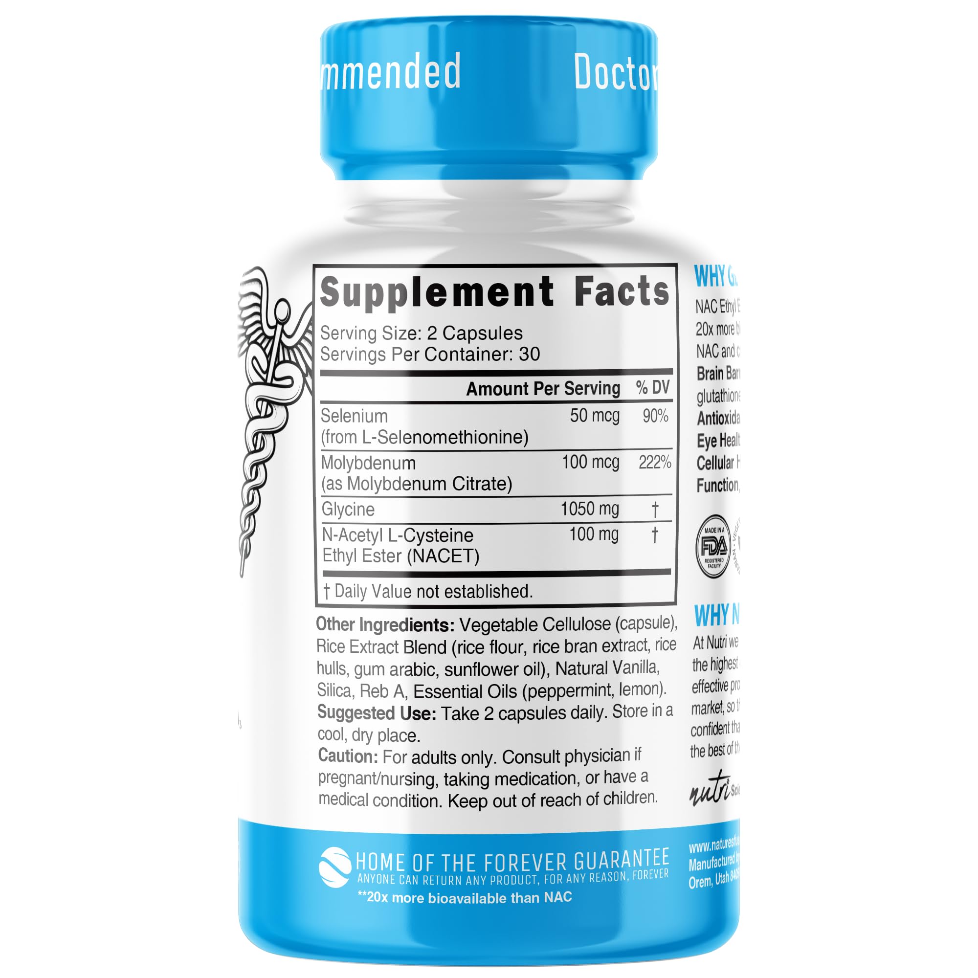 GlyNAC-ET NAC Supplement N-Acetyl Cysteine Ethyl Ester - 20x More Bioavailable Than GlyNAC - Glycine & N-acetylcysteine Ethyl Ester Anti Aging Supplement, Boost Glutathione (60 Capsules)