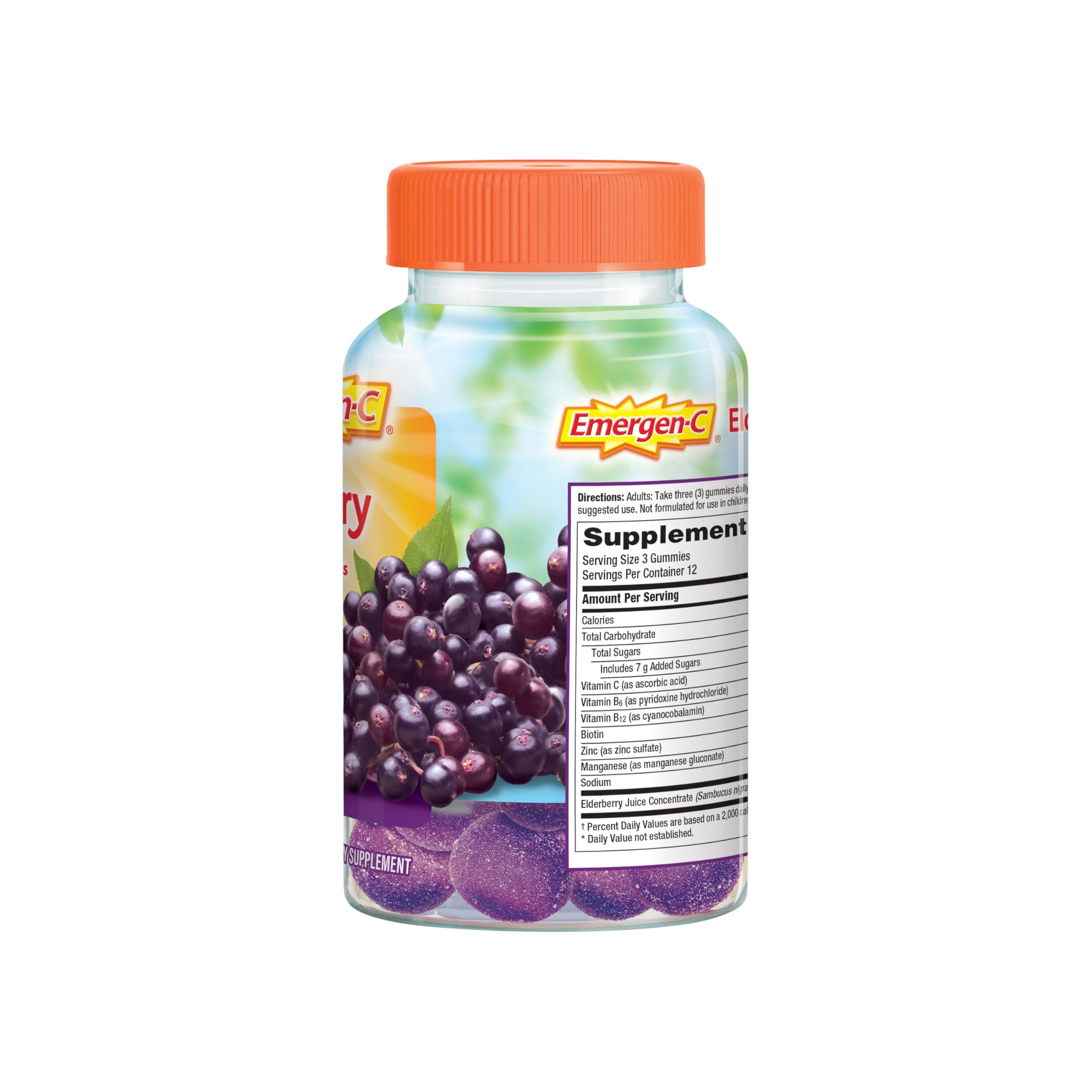 Emergen-C Elderberry Gummies, Elderberry Immune Support Natural Flavors with High Potency Vitamin C, Back to School Essentials - 36 Count