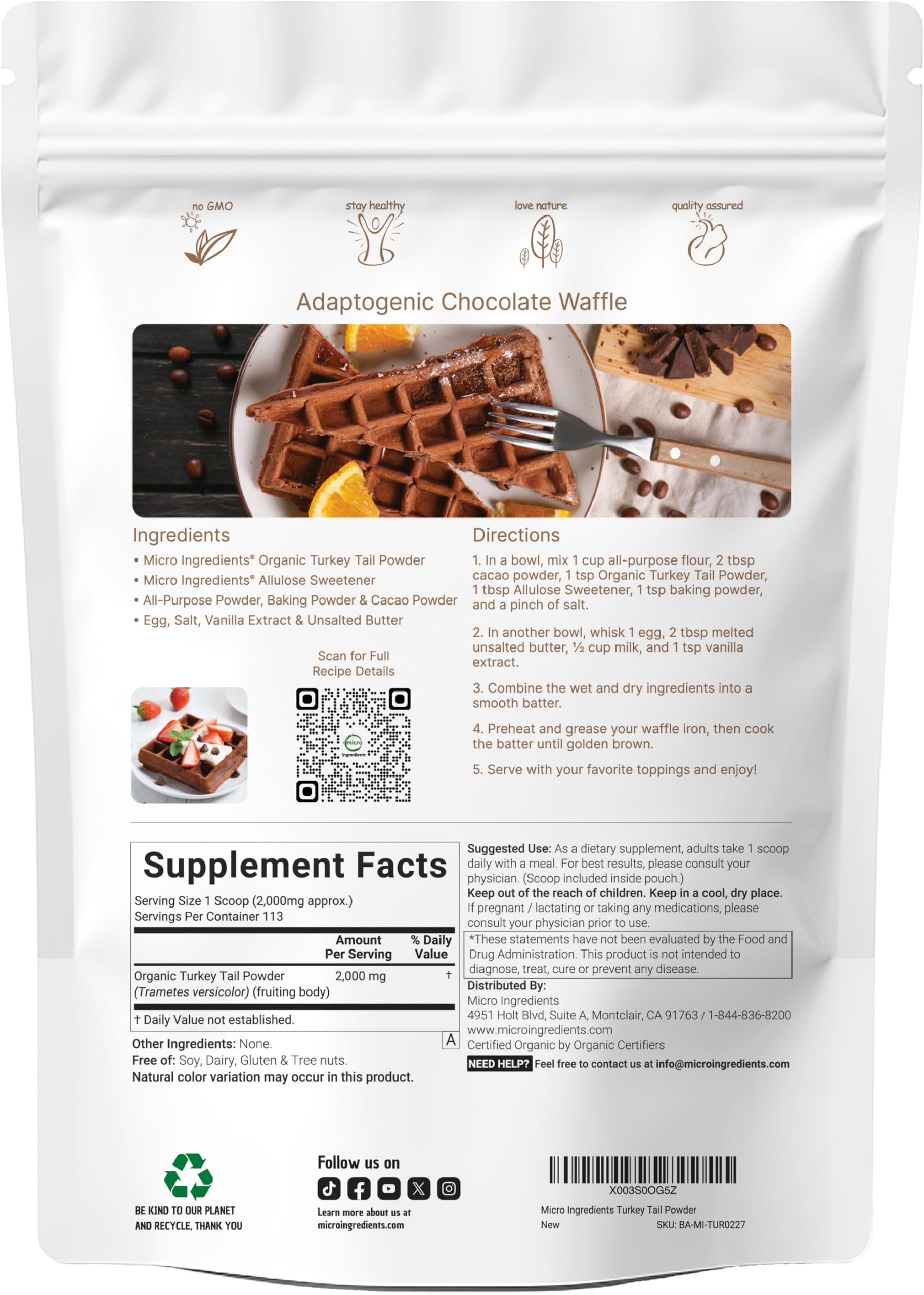 Organic Turkey Tail Mushroom Powder (50:1 Extract), 8 Ounce | Freeze Dried with Active Polysaccharides, Supports Immune Response & Cellular Level, Pet Friendly