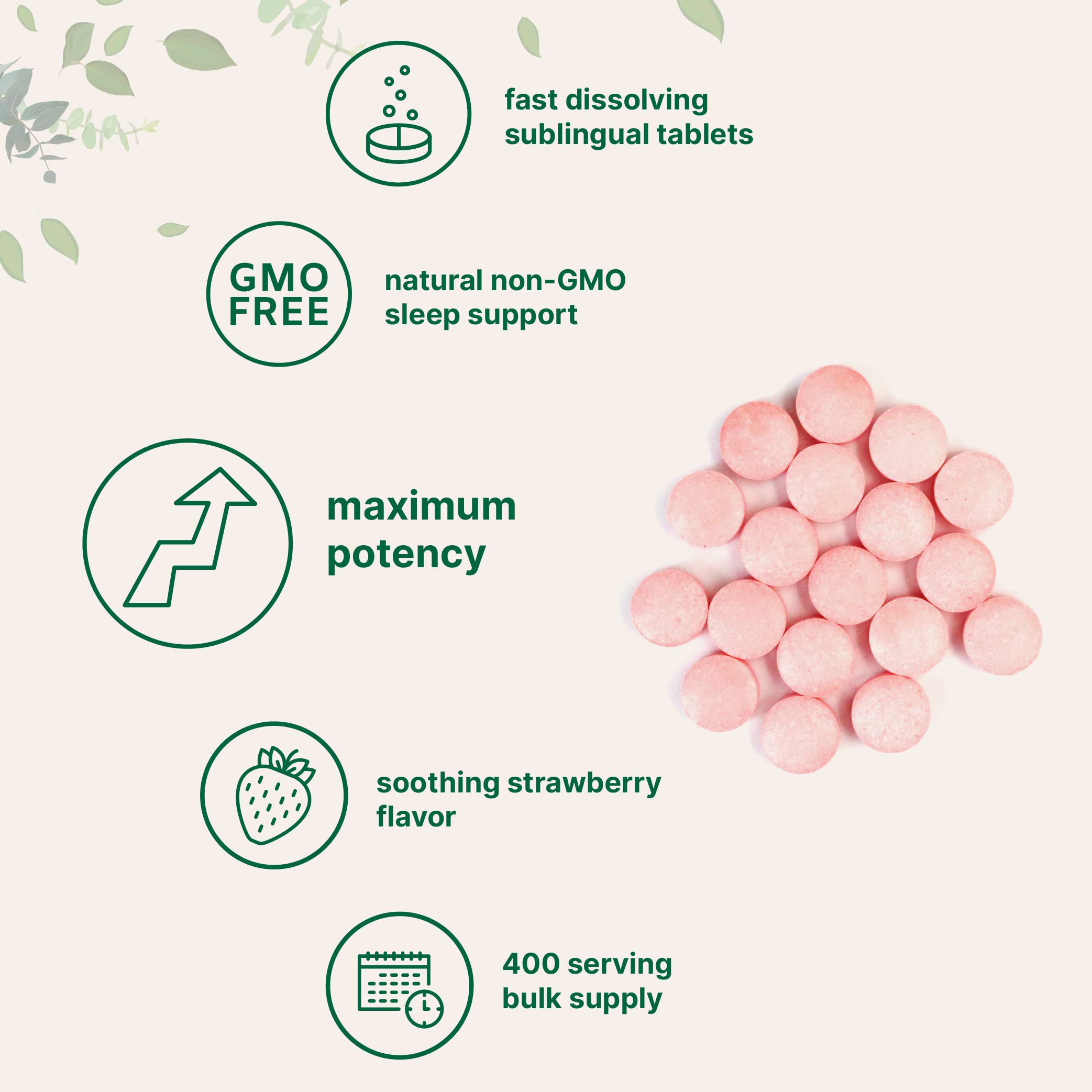 Micro Ingredients Melatonin 20mg, 400 Tablets | Natural Strawberry Flavor | Fast Dissolve | No Drug | Vegetarian Friendly | Non-GMO, No Gluten, Sugar Free