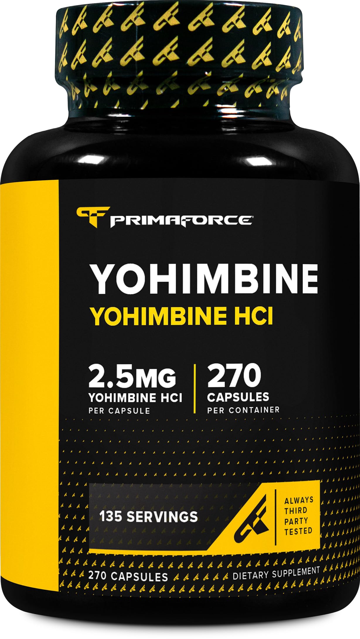 PrimaForce Yohimbine HCl 2.5mg, 270 Capsules - Premium Supplement, Boosts Performance, Zero Fillers, Non-GMO and Gluten Free