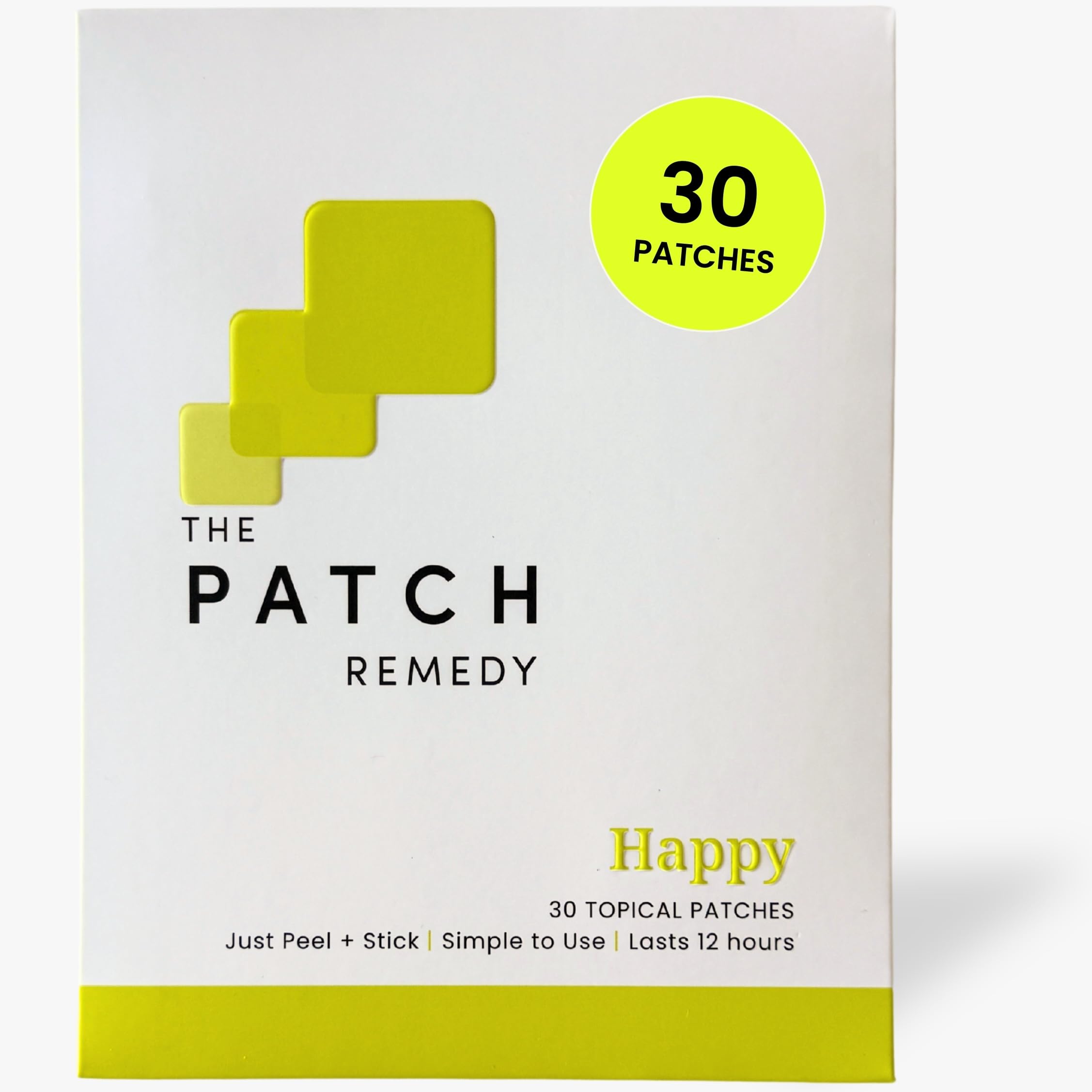 The Patch Remedy Happy Patch | 5-HTP, L-Theanine, Rhodiola, Inositol, B6, Vitamin D3 | 30 Patches