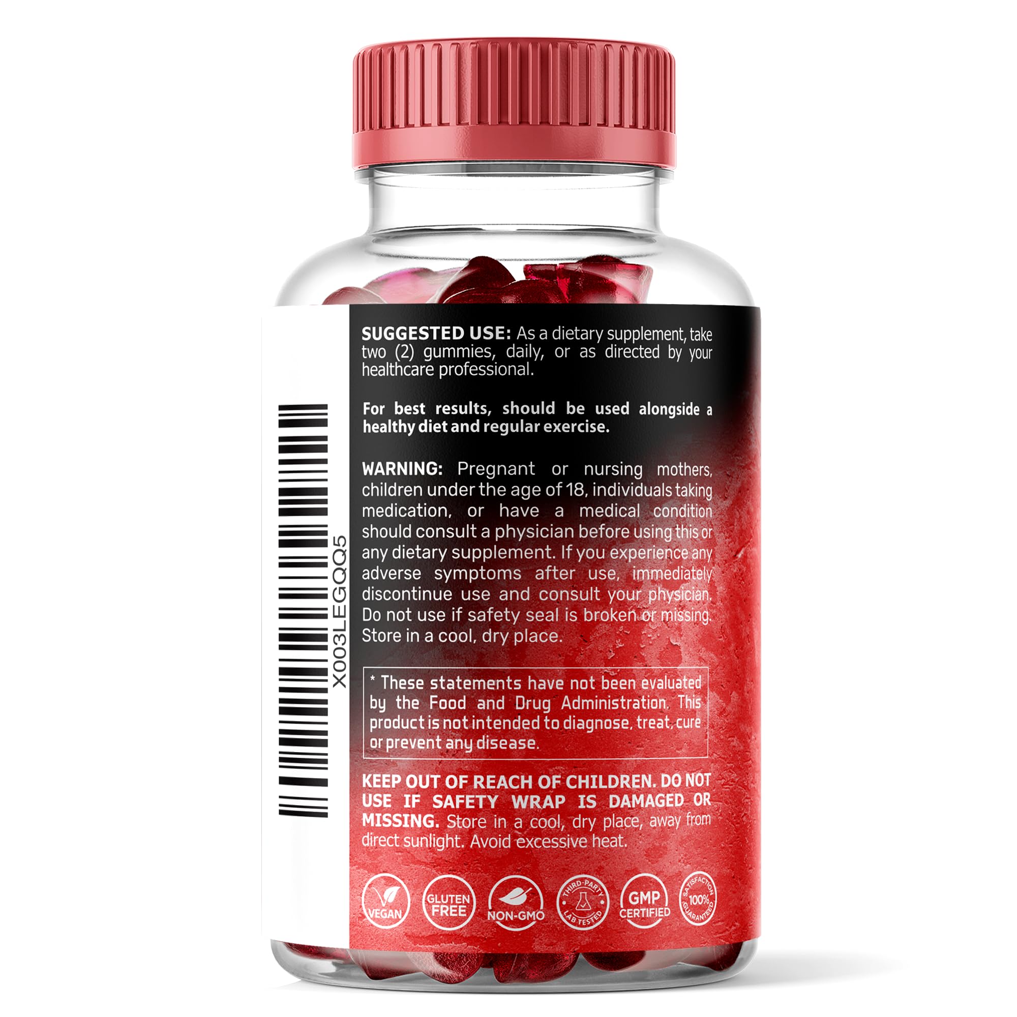 Magnesium Glycinate Gummies, 1000 mg - Magnesium Supplement to Support Relaxation, Heart Health - Chewable Calm Magnesio Gummies for Adults, Glicinato De Magnesio - Strawberry Flavor