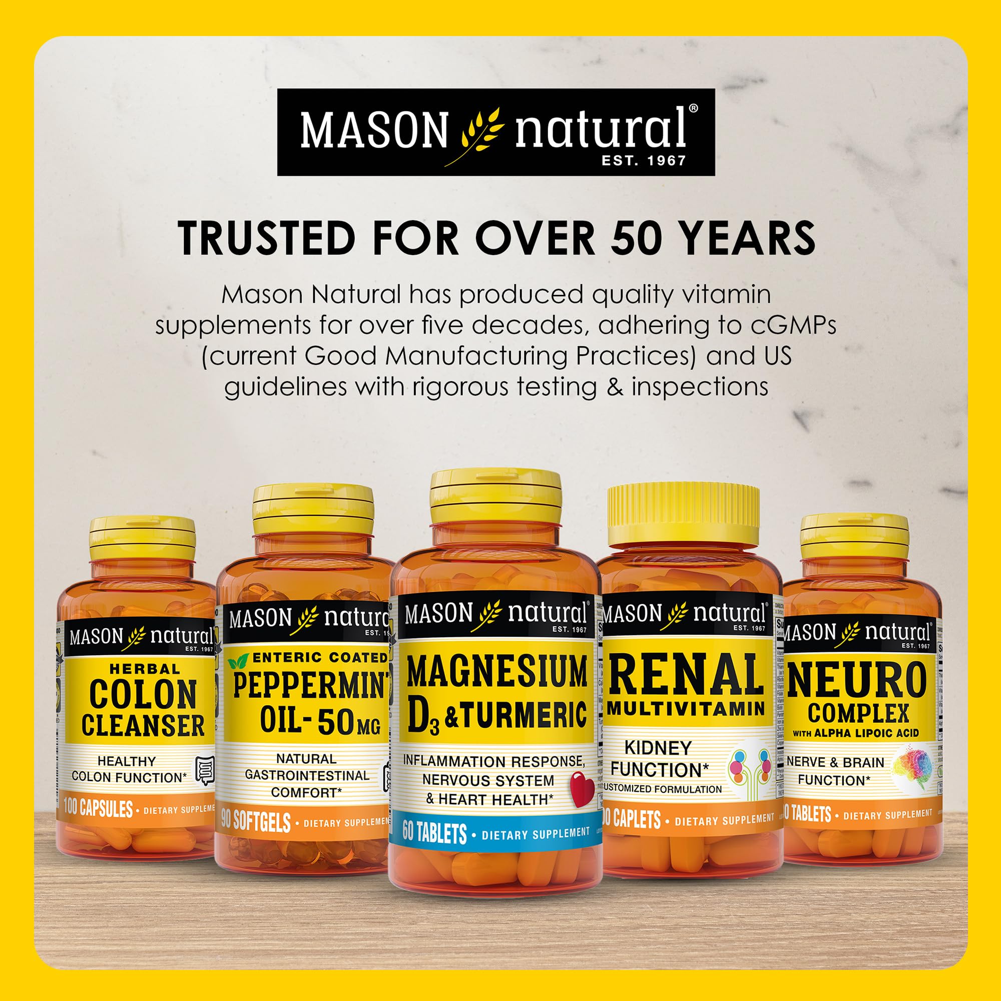 MASON NATURAL Glucosamine & Fish Oil Supplement with DHA & Omega 3 for Joint & Muscle Support, 1 Month Supply Softgel Pills