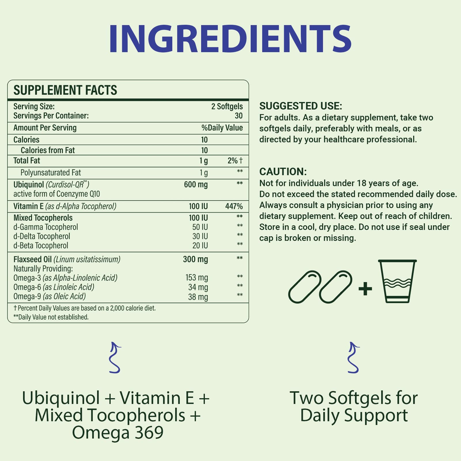 CoQ10 600mg Softgels | High Absorption CoQ10 Ubiquinol Supplement | Reduced Form Enhanced with Vitamin E & Omega 3 6 9 | Antioxidant Powerhouse Good for Health| 60 Softg
