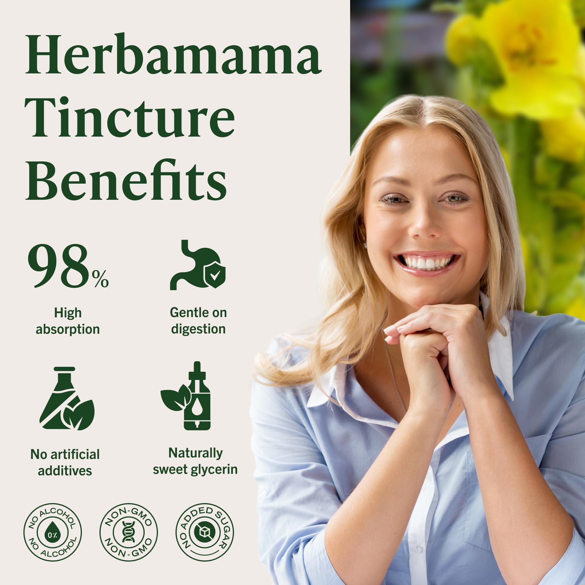 HERBAMAMA Mullein Drops for Lungs - Vegan Lung Cleanse with Mullein Leaf Extract, Echinacea Tincture & Licorice - Non-GMO, Alcohol & Sugar-Free Respiratory Support Supplement - 56-Day Supply