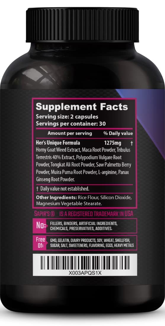 Female Libido Booster for Women - Increase Passion, Desire & Excitement - Relieve Stress, Reduce Dryness & Heighten Sensitivity, Her's Hornygoatweed Energy Supplement for Women in the Mood Enhancer