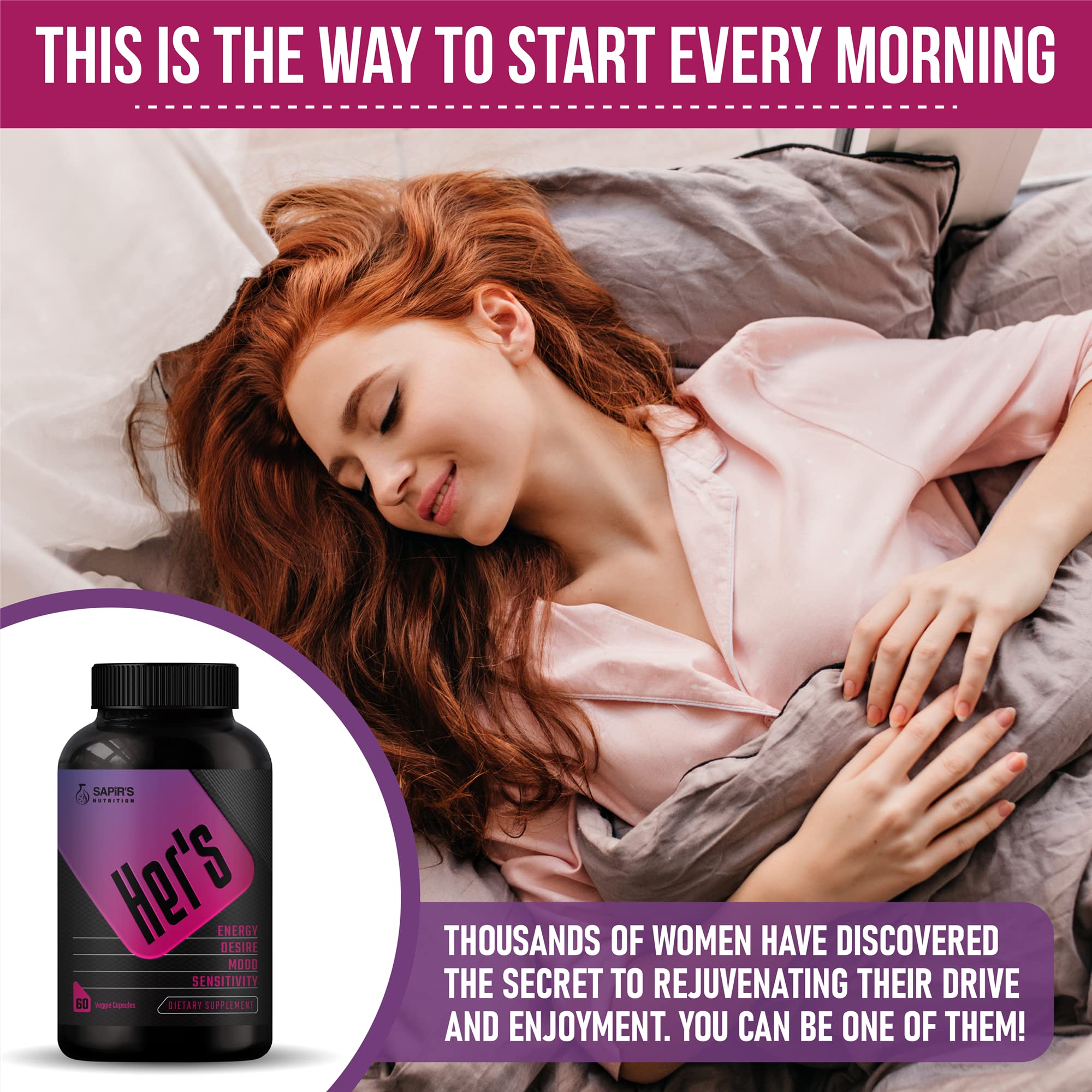 Female Libido Booster for Women - Increase Passion, Desire & Excitement - Relieve Stress, Reduce Dryness & Heighten Sensitivity, Her's Hornygoatweed Energy Supplement for Women in the Mood Enhancer