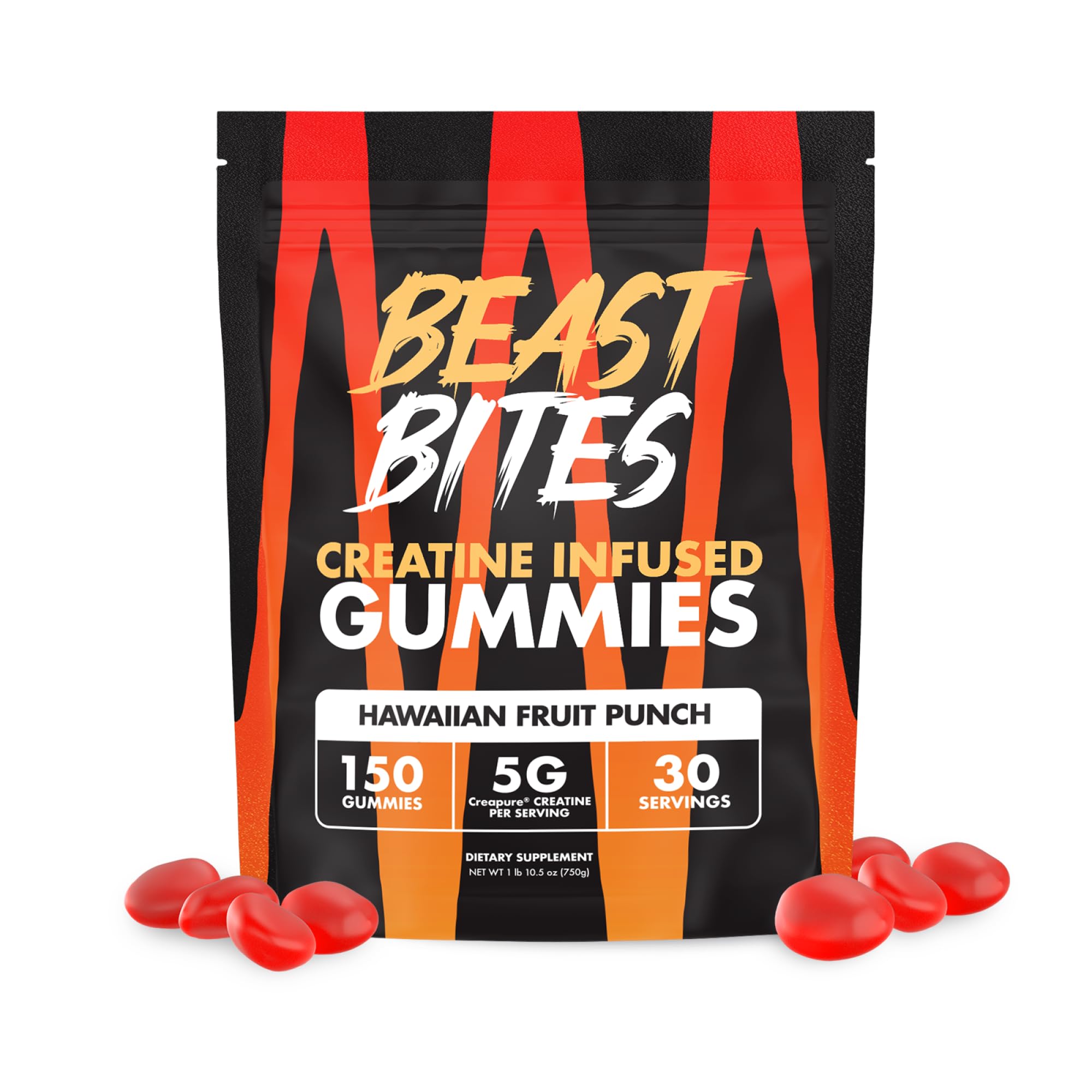 BEAST BITES Creatine Monohydrate Gummies - for Men and Women - 5g Creapure Creatine, Support Muscle Mass, Strength, and Cognitive Function - Made in USA - 150 Gummies - 30 Servings