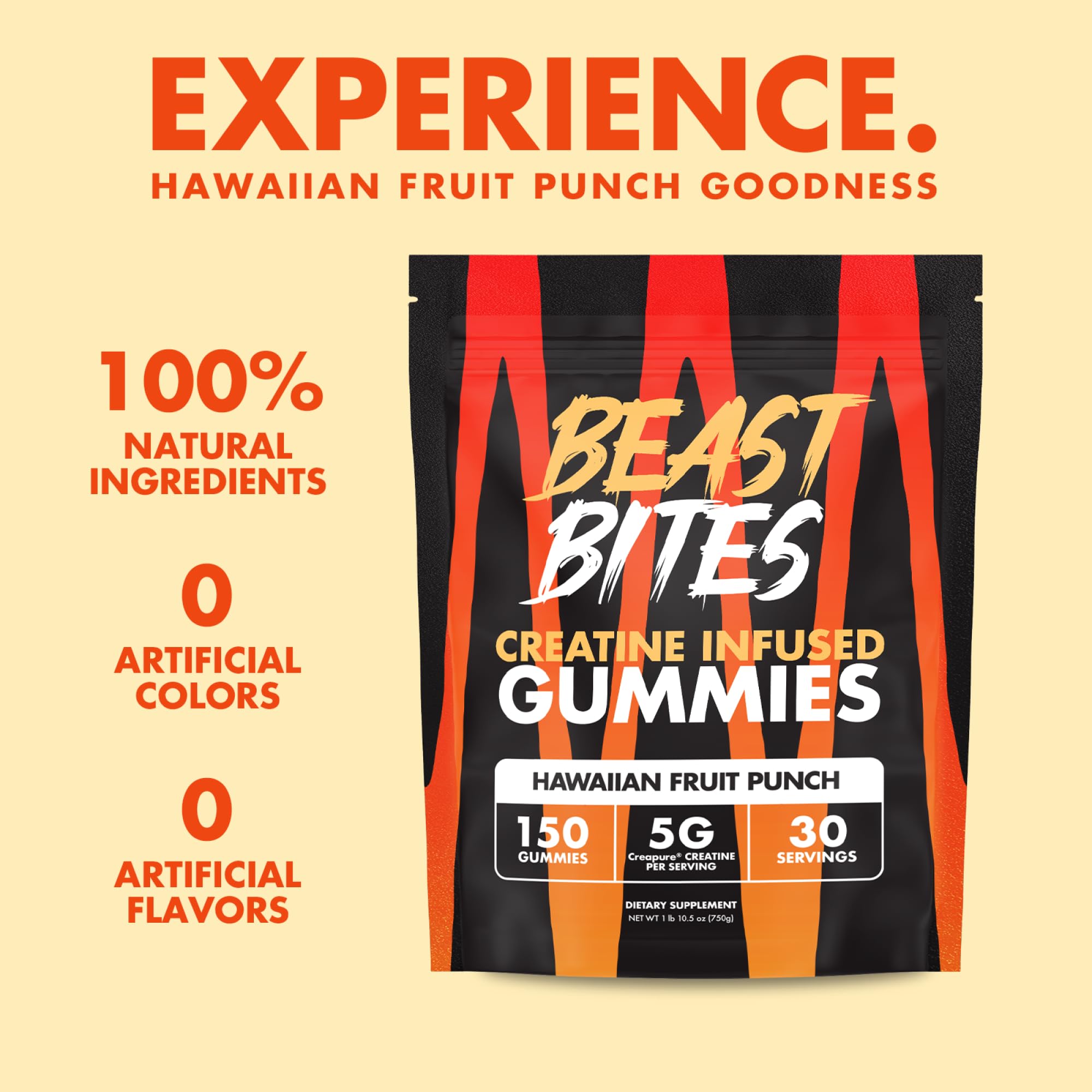 BEAST BITES Creatine Monohydrate Gummies - for Men and Women - 5g Creapure Creatine, Support Muscle Mass, Strength, and Cognitive Function - Made in USA - 150 Gummies - 30 Servings