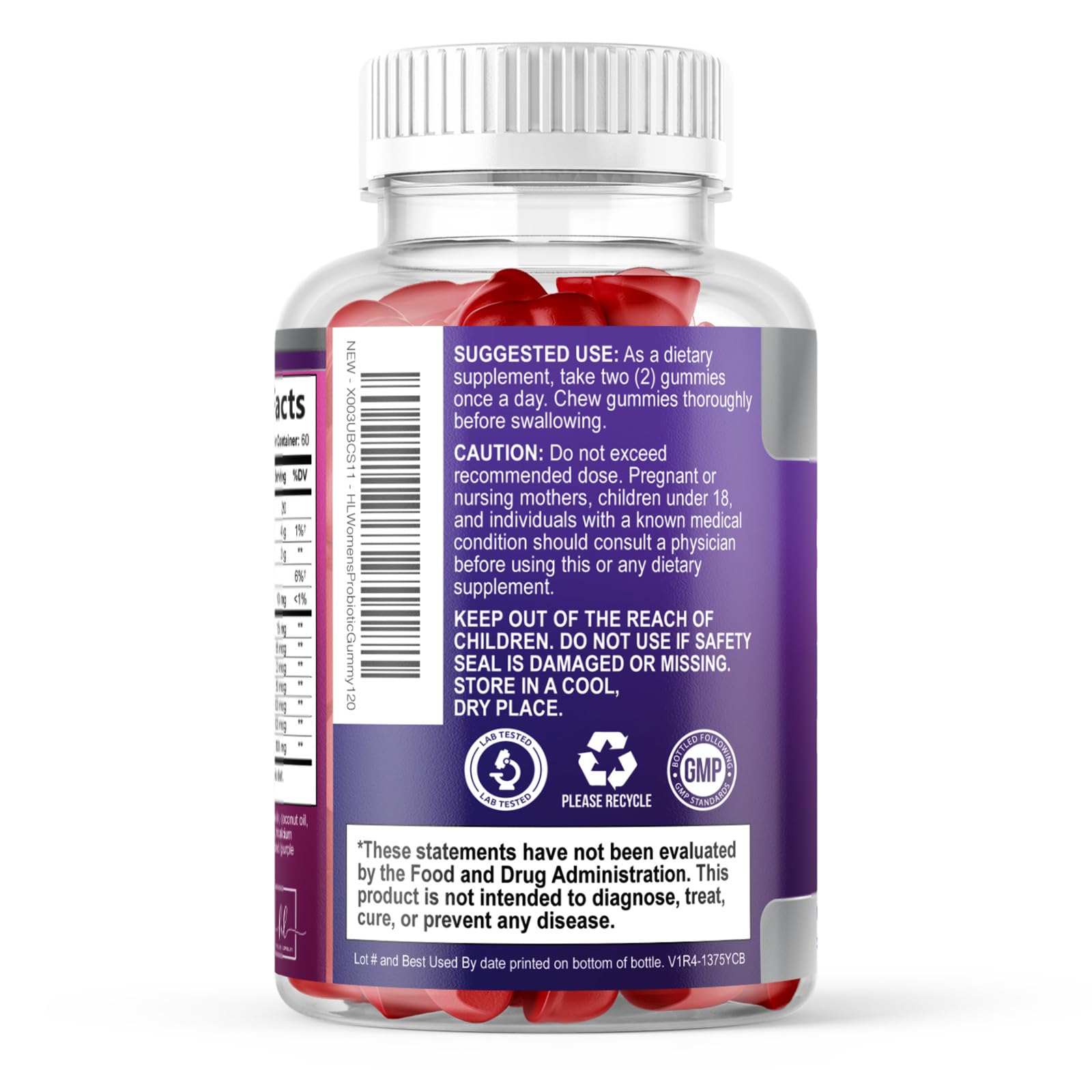 Probiotics for Women Gummies with Cranberry - 6 Premium Strains for PH Balance, Digestive Health, Vaginal & Immune Support, 3 Billion CFU, Women's Probiotic Gummy for Feminine Health - 120 Gummies