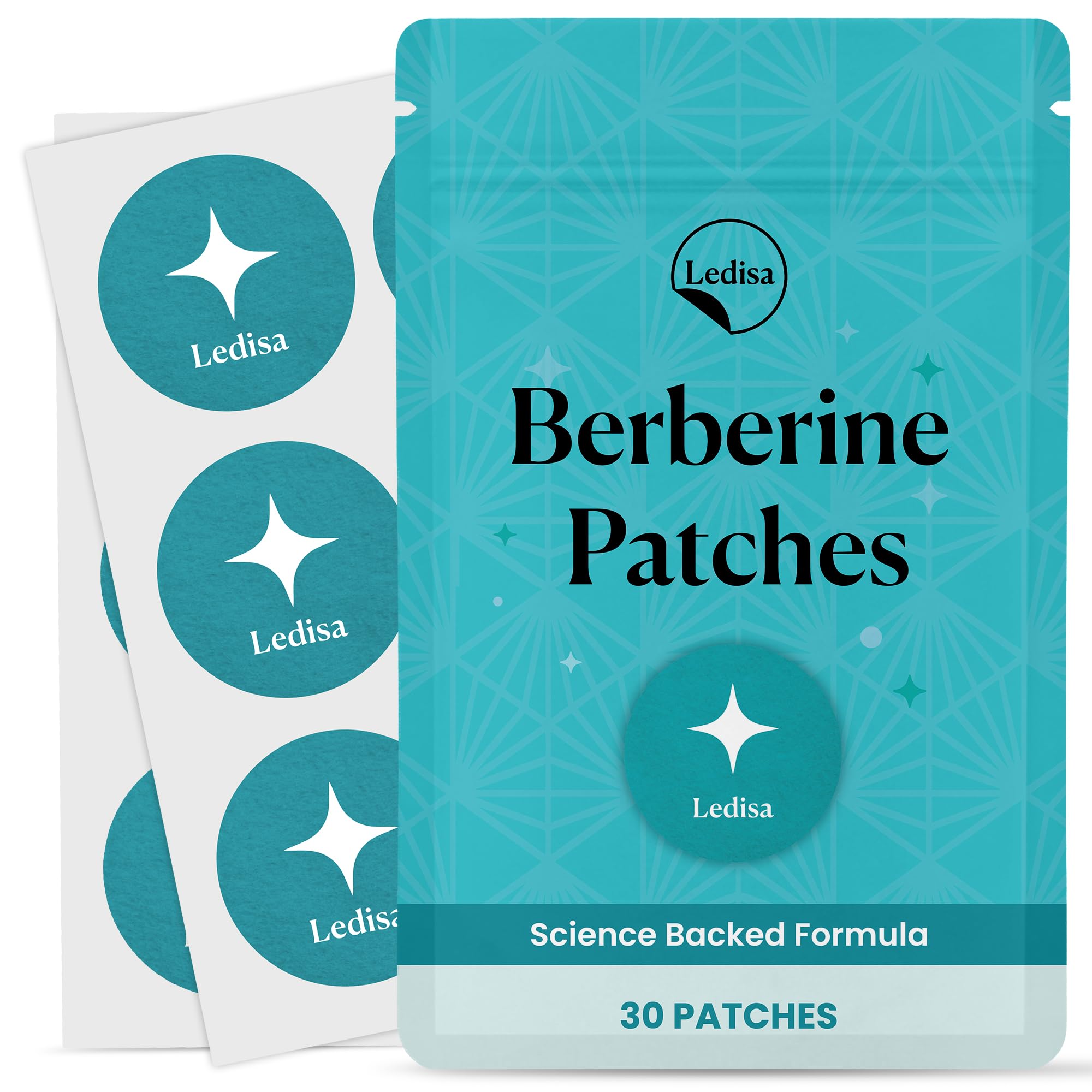 Ledisa Berberine Patches | Berberine Patch with L-Glutamine, Garcinia Cambogia, Resveratrol for Women & Men | 30 Days Supply
