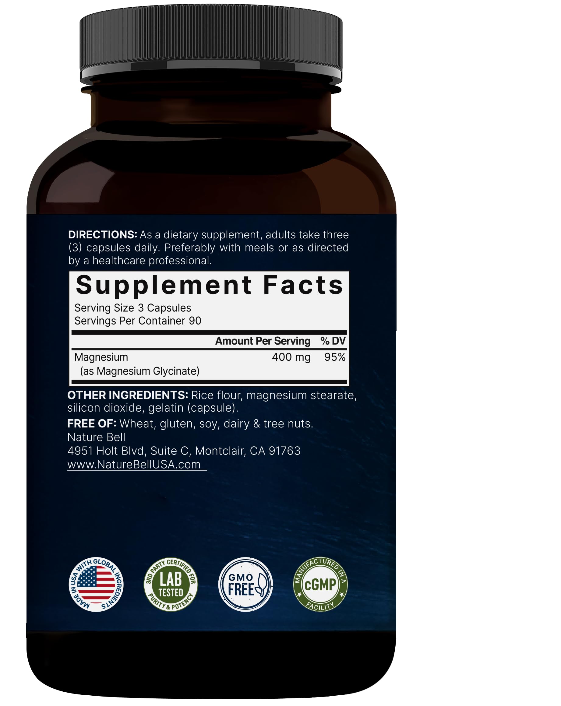 NatureBell Magnesium Glycinate 400mg Elemental, 270 Capsules | 100% Chelated for High Absorption | Supports Muscle, Bone & Heart Health | Non-GMO, Gluten-Free, Vegan