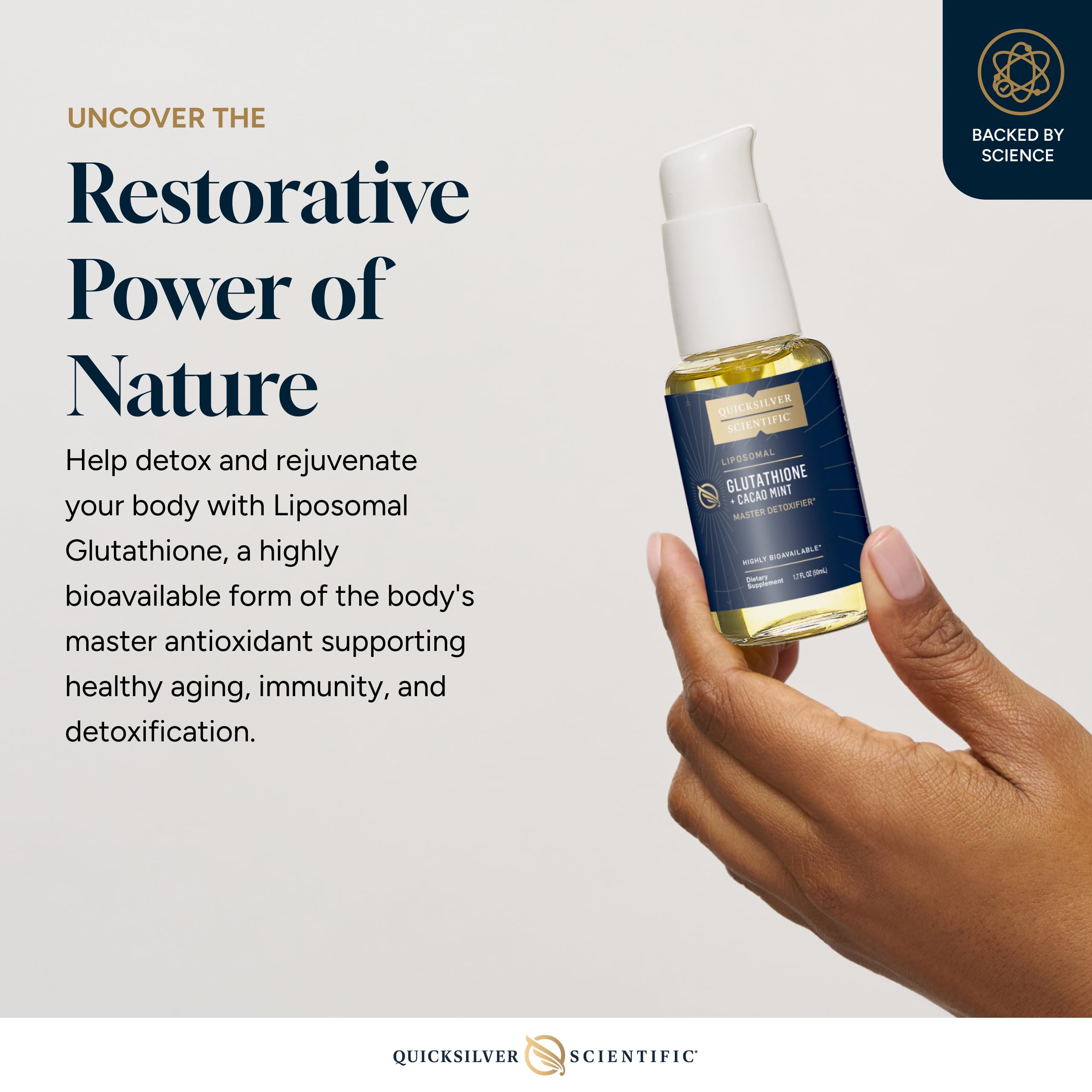 Quicksilver Scientific Liposomal Glutathione - Superior Absorption Oral Glutathione Supplement for Detox & Immune Support - Cacao Mint (1.7 fl oz)