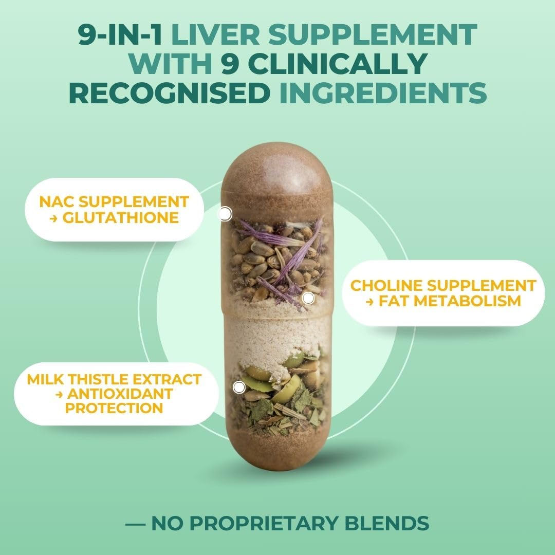 Vital Liver Support New Formula Liver Supplement and Liver Vitamin – 9-in-1 Liver Health Formula,Cleanse & Repair Formula with Organic Milk Thistle Supports Liver Health Cleanse