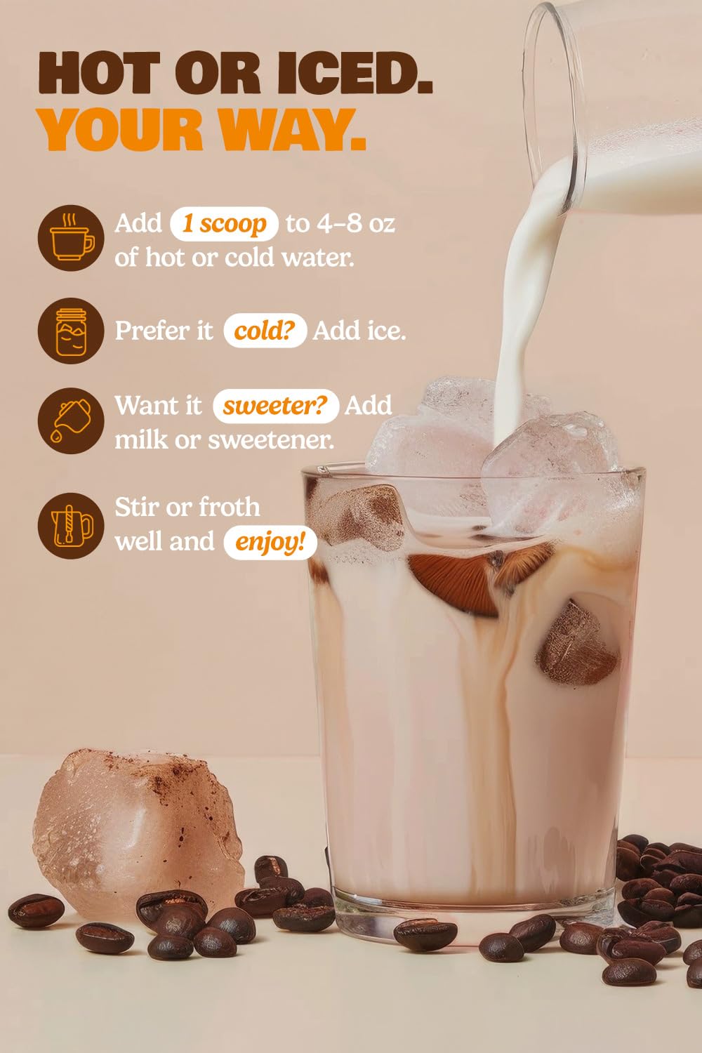 10-in-1 USDA Certified Organic Mushroom Coffee Instant, Instant Mushroom Coffee Brazilian Dark Roast for Better Energy, Focus, Gut Health, 60 Servings Regular Caffeine - ShroomDNA