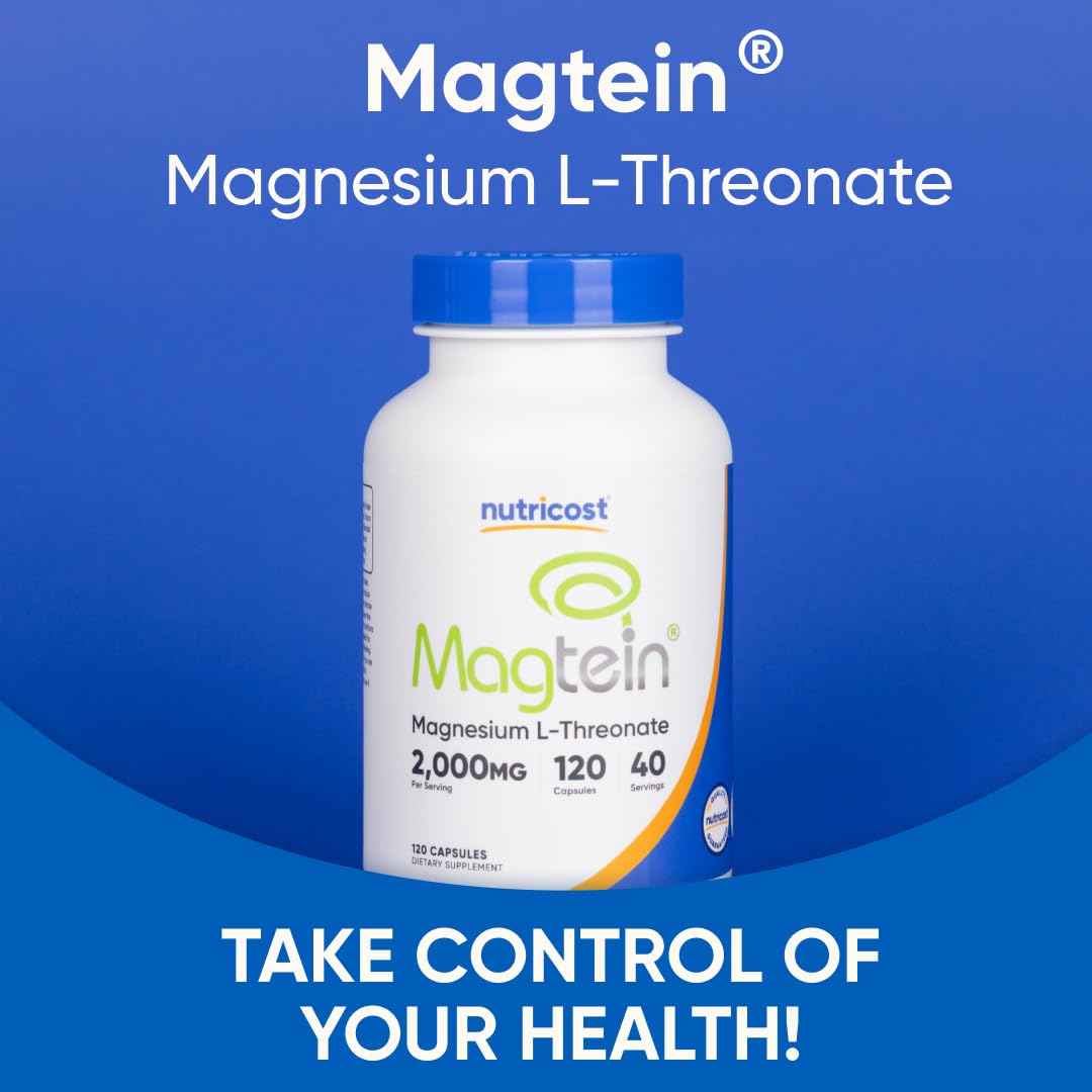 Nutricost Magnesium L-Threonate As Magtein 2000mg, 120 Capsules - Non-GMO, Gluten Free, Vegetarian Friendly
