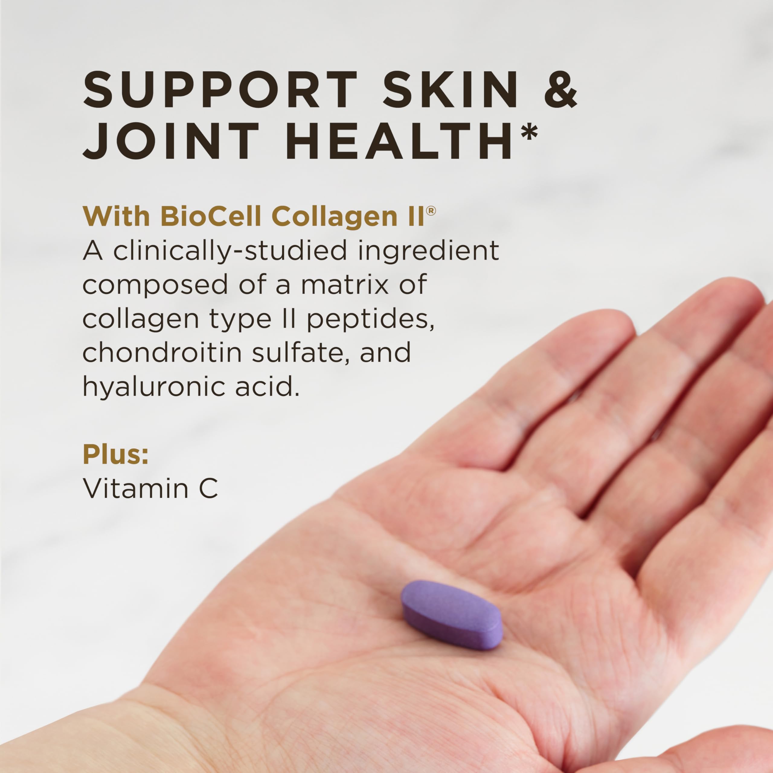 Solgar Collagen Hyaluronic Acid Complex, 30 Tablets - Hydrolyzed Collagen Type 2 - Helps with Fine Lines & Wrinkles - Boosts Skin Collagen & Elasticity - Non-GMO, Gluten & Dairy Free - 30 Servings