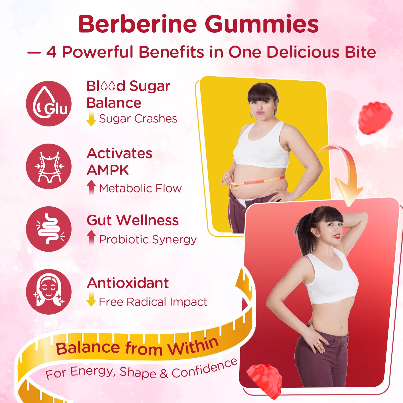 2000mg Liposomal Berberine Supplement Gummies | High Potency Berberine HCL Activates AMPK with Ceylon Cinnamon | Dual Gut–Glucose Innovation | Advanced Absorption | Zero Sugar Mixed-Berry | 120 Count