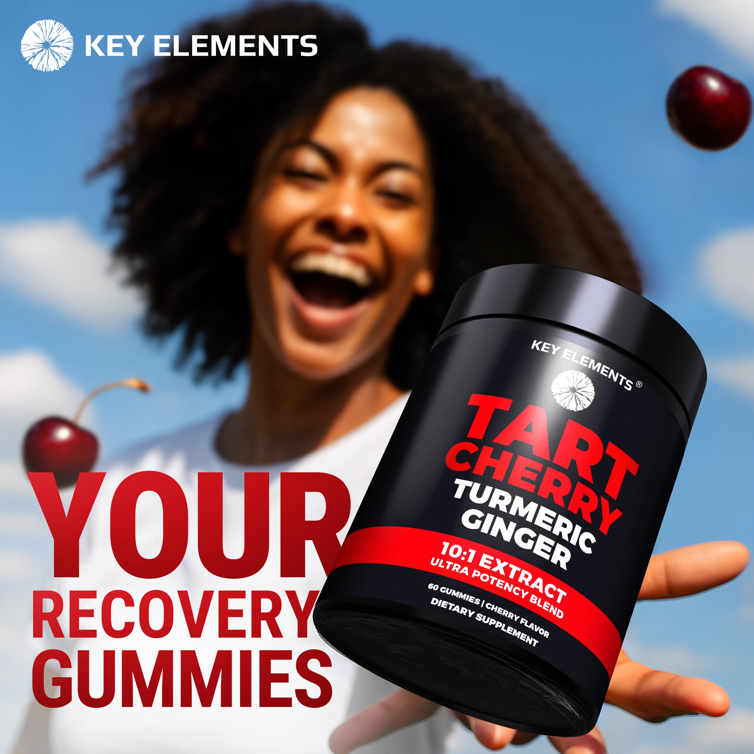 [Ultra Strength] Tart Cherry Gummies Extract with Turmeric & Ginger - Natural Tart Cherry Supplement for Uric Acid Cleanse Support & Recovery Gummies
