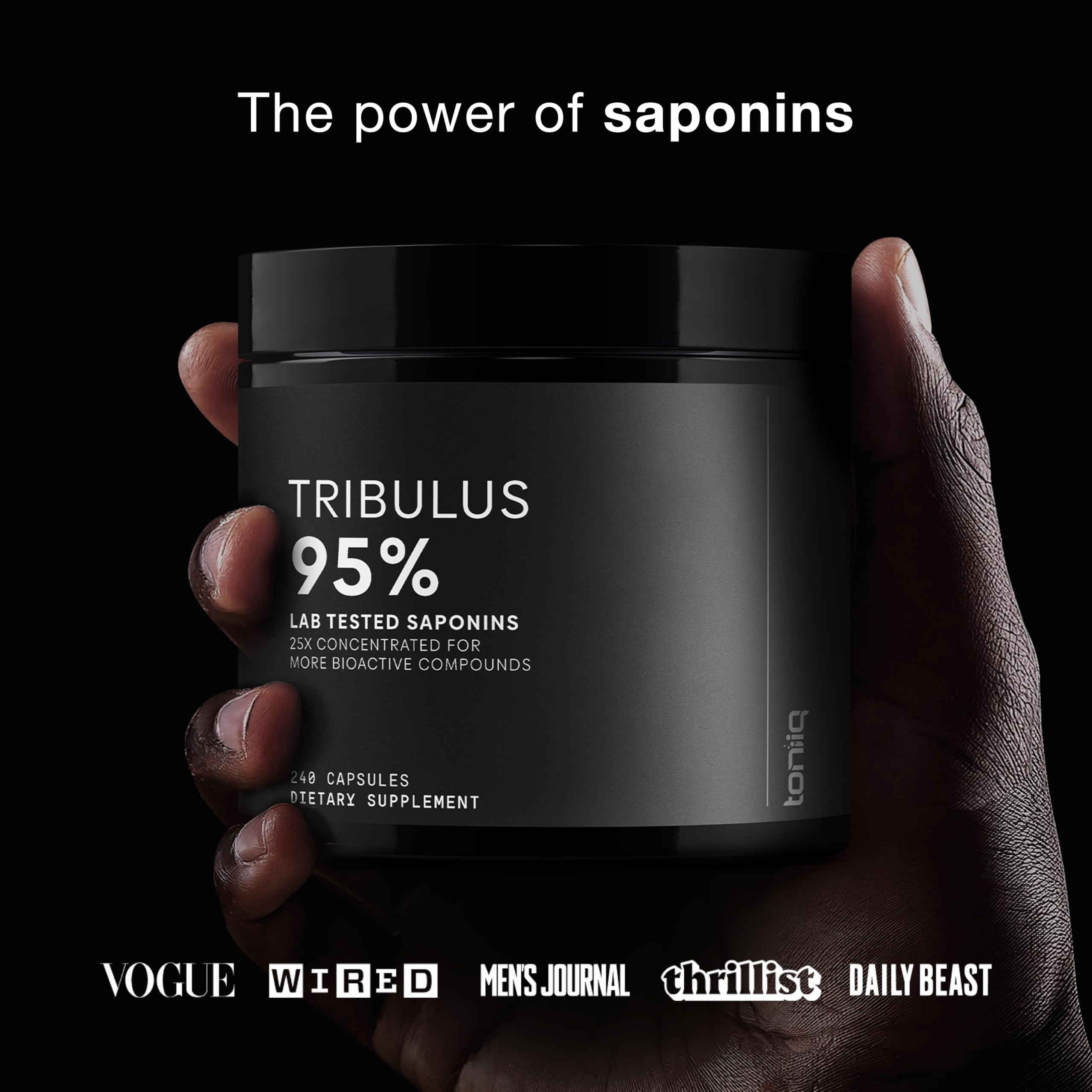 Toniiq Tribulus Terrestris for Men - Ultra High Potency 25:1 Extract with 95% Saponins - 1300mg Pure & Concentrated Formula - Third-Party Lab Tested for Purity & Quality - 240 Capsules