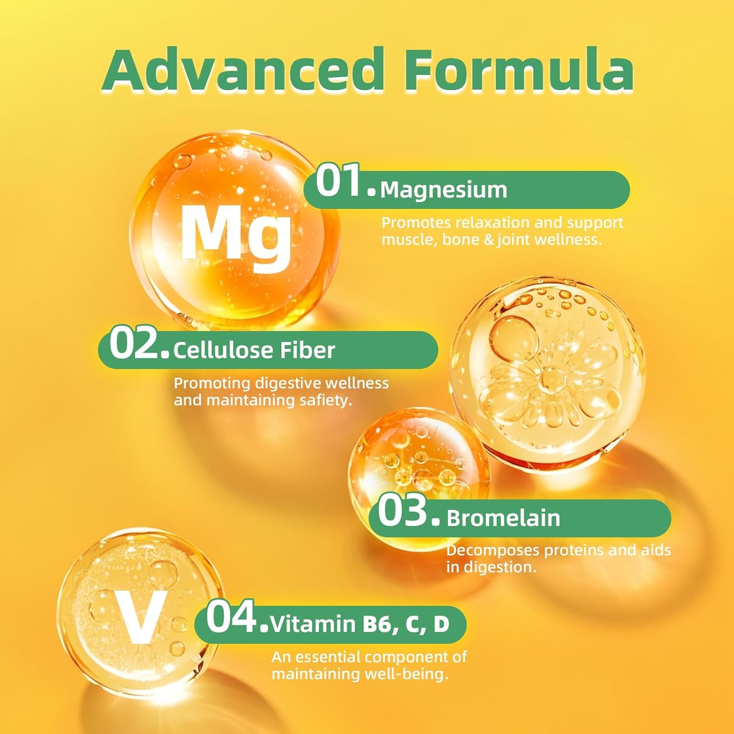 M inch Magnesium Glycinate Liquid, High Absorption Magnesium Liquid Drops with Cellulose Fiber, Bromelain, Vitamin B6, C, D, Zinc, Magnesium Supplement for Kids and Adults, Pineapple Flavor, 2 Pack