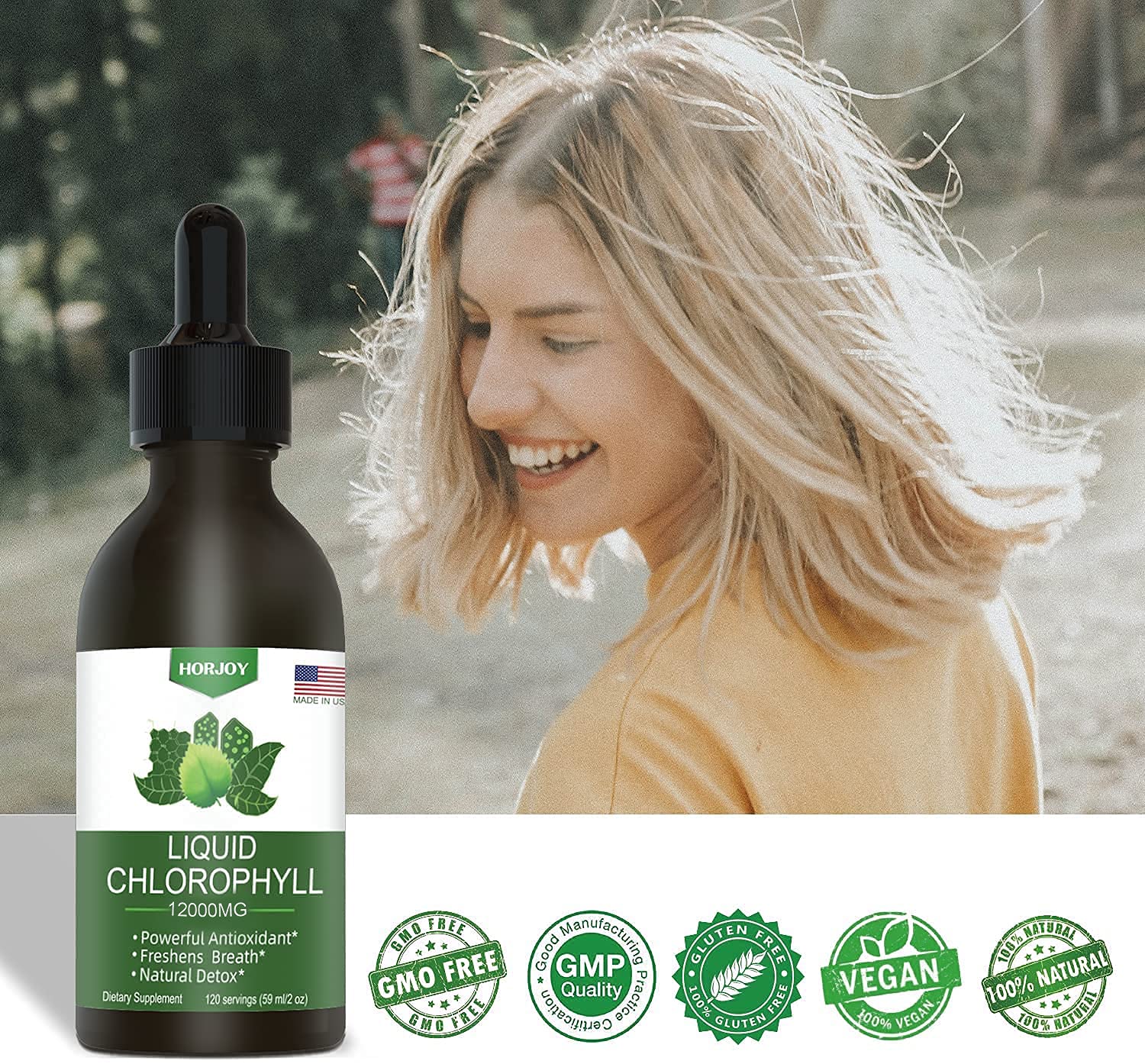 Chlorophyll Liquid Drops - 100% Natural Energy Booster and Immune Support - Internal Deodorant and Detox - Altitude Sickness Relief - Fast Absorption, Vegan & Non-GMO - 120 Servings (Pack of 2)