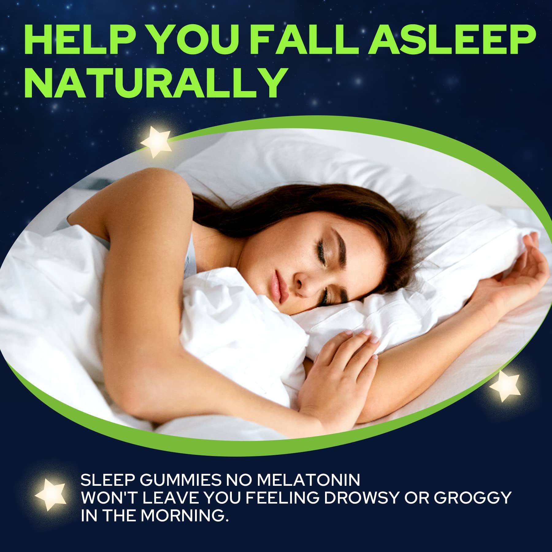 NEVISS Melatonin Free Sleep Aid Gummies for Adults - Magnesium Glycinate Gummies | GABA, L-Tryptophan, Magnesium, Ashwagandha - Non-Habit Forming, Help for Deep Relaxation - Vegan, Lemon Flavor, 2Pack