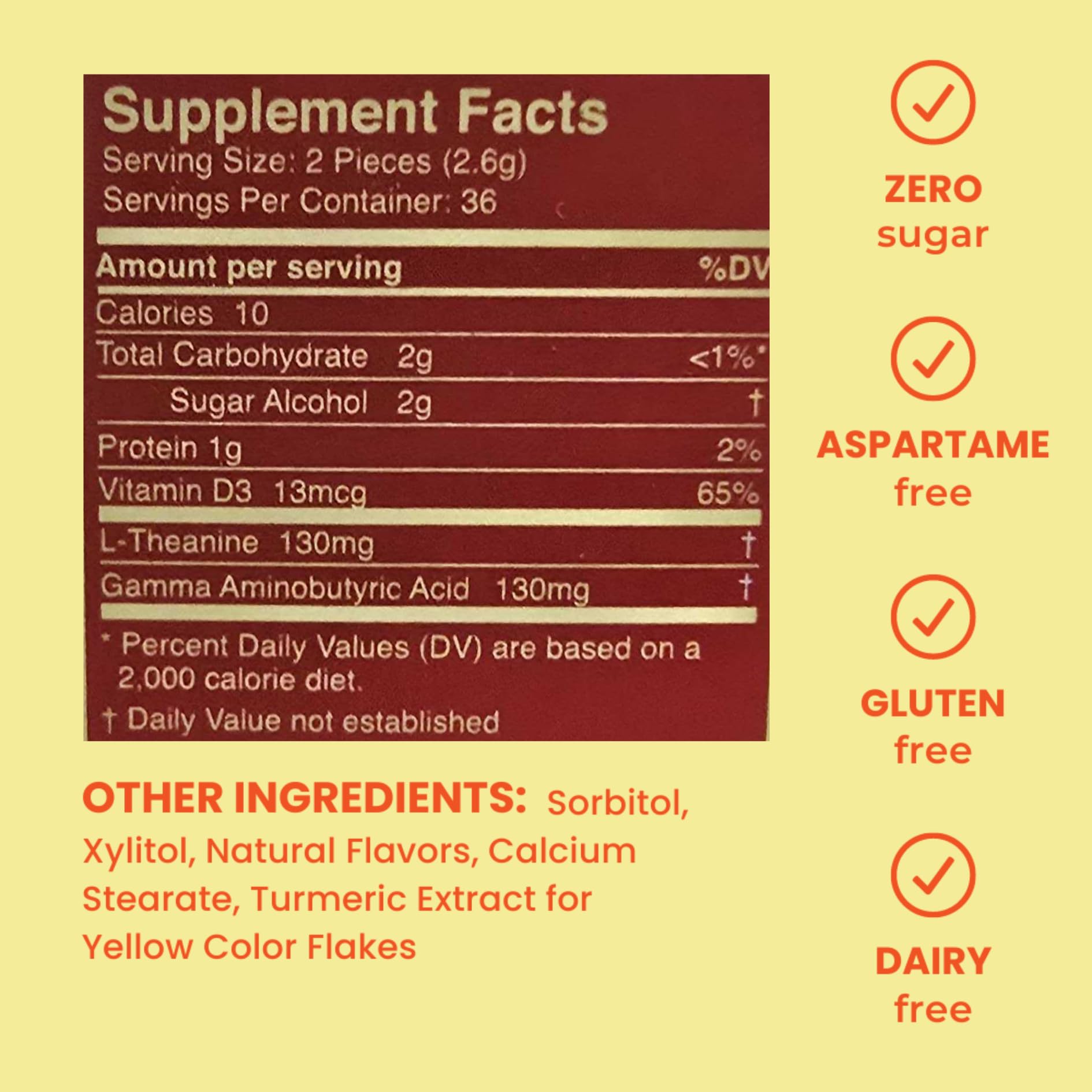 Neuro Calm & Clarity Mints - GABA L-Theanine Stress Supplement with Vitamin D3 - Non-Drowsy, Functional Calming Mints for Mood, Mental Clarity & Cognitive Function - Honey Lemon, 72 ct