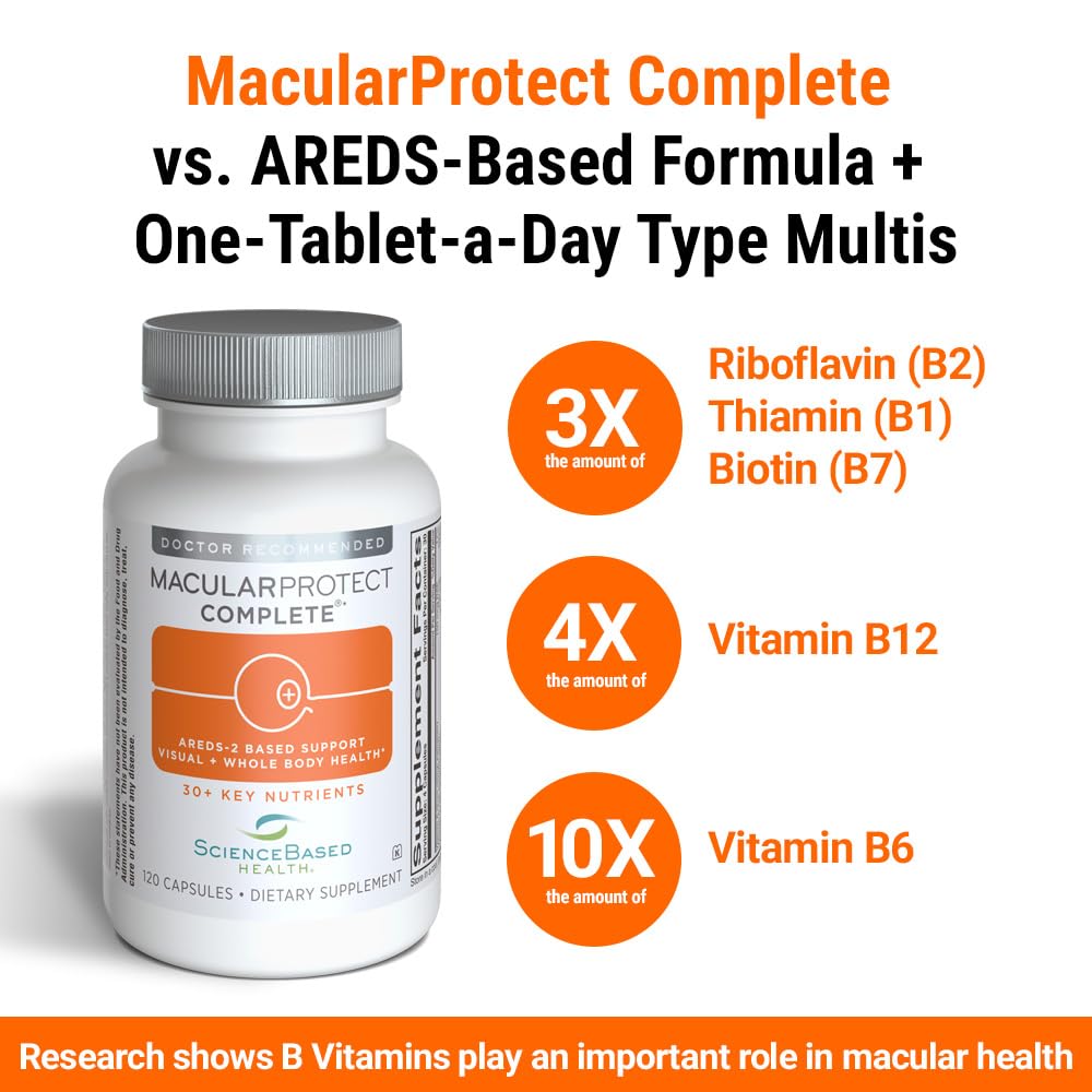 ScienceBased Health MacularProtect Complete – AREDS 2 Eye Health Supplement & Daily Multivitamin – 30+ Nutrients with Lutein & Zeaxanthin – Supports Vision & Whole Body Health – 120 Capsules