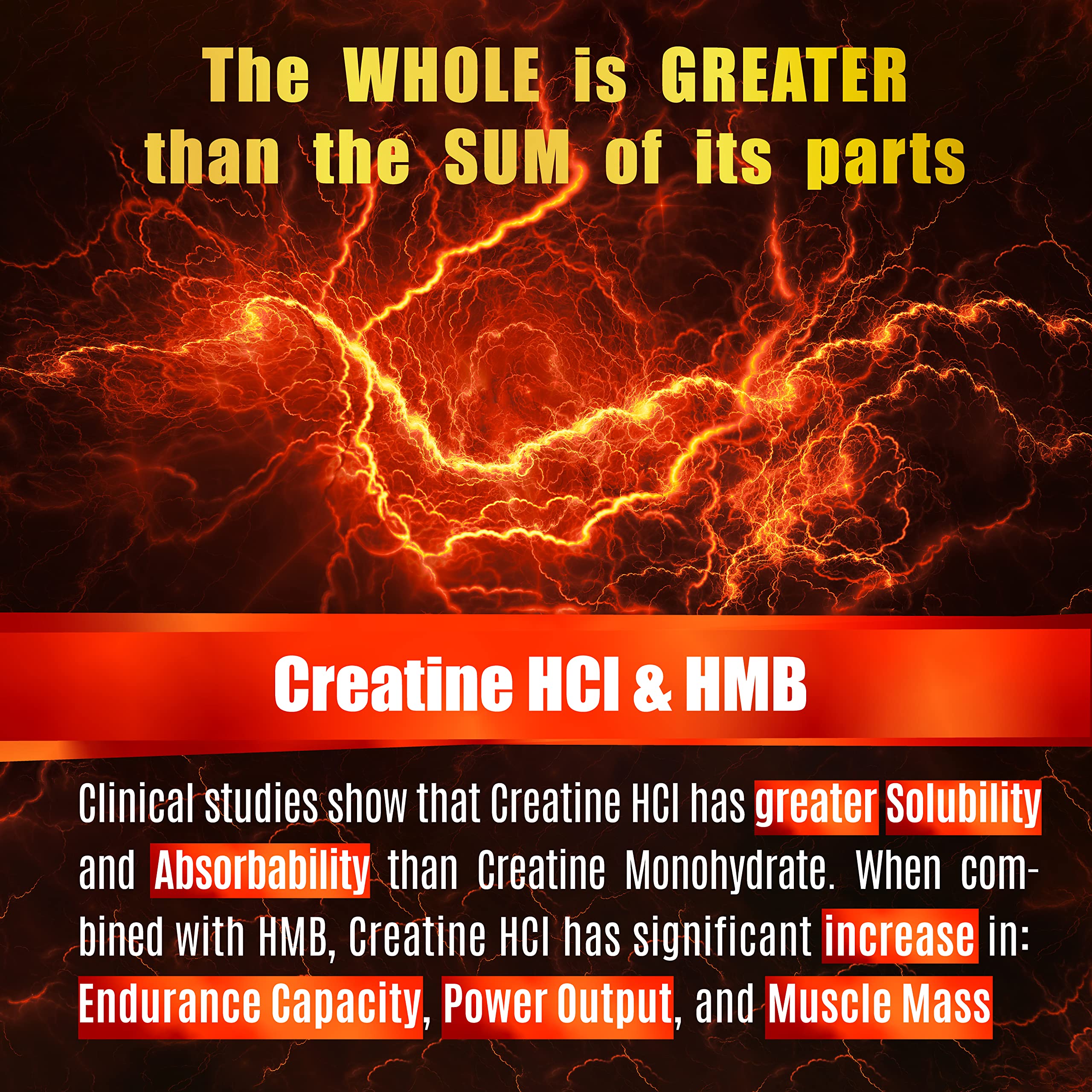 Creatine HCL Capsules with HMB - Workout Supplement for Men & Women, Muscle Builder, Endurance, Strength, Superior to Monohydrate: Instantized for Max Absorption, No Load, No Bloat, 180 Vegan Capsules