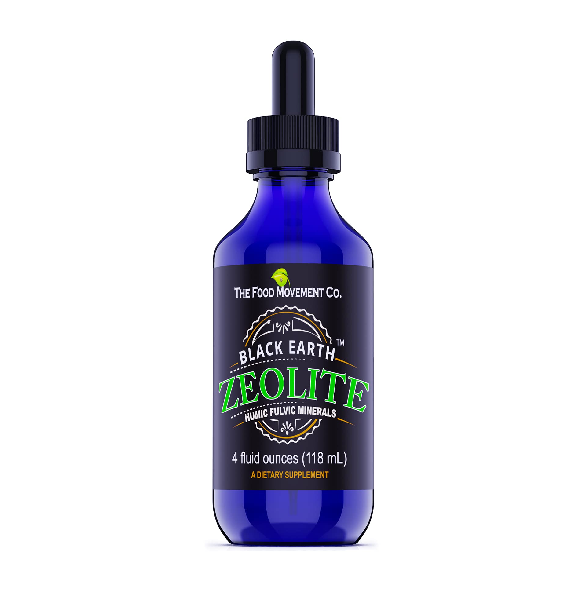 Black Earth Zeolite with Humic Fulvic Acids Trace Minerals for Adults and Kids for Detox, Gut Health and Immune Support - Value Size 4 Fl Oz Liquid Drops Supplement