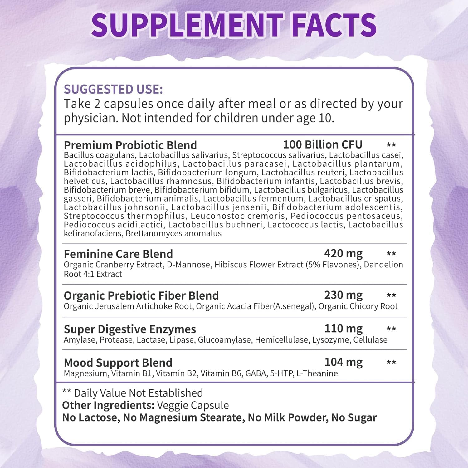 ZEBORA Probiotics for Women Digestive Health with Enzymes & Prebiotics 100 Billion CFUs| Vaginal Probiotics with D Mannose & Cranberry | Urinary Tract Health | Immune Support, 90 Capsules