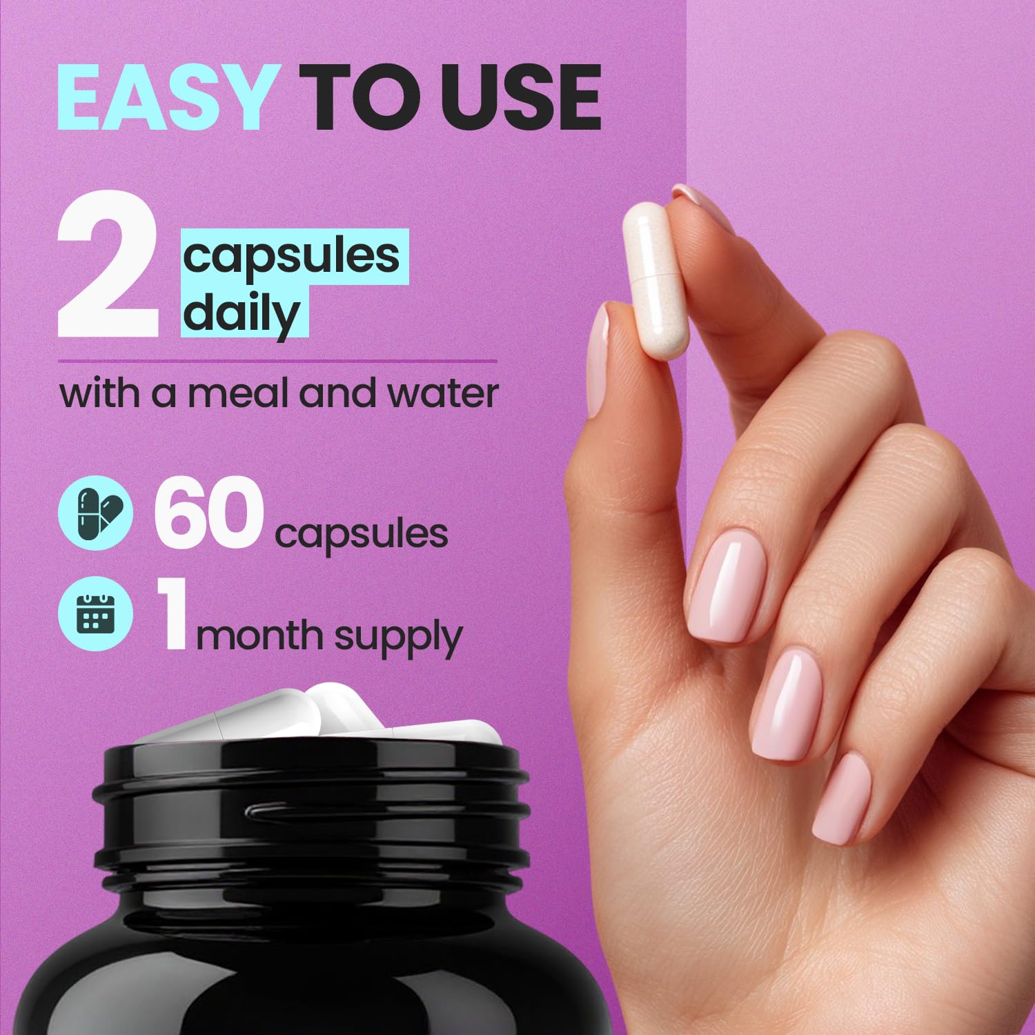 Biotin | Collagen | Keratin Booster with Hyaluronic Acid - Thicker Hair Growth, Healthy Skin & Stronger Nails Supplement – Extra Strength - Multi Vitamin B Complex - Women & Men - Made in USA - 60ct