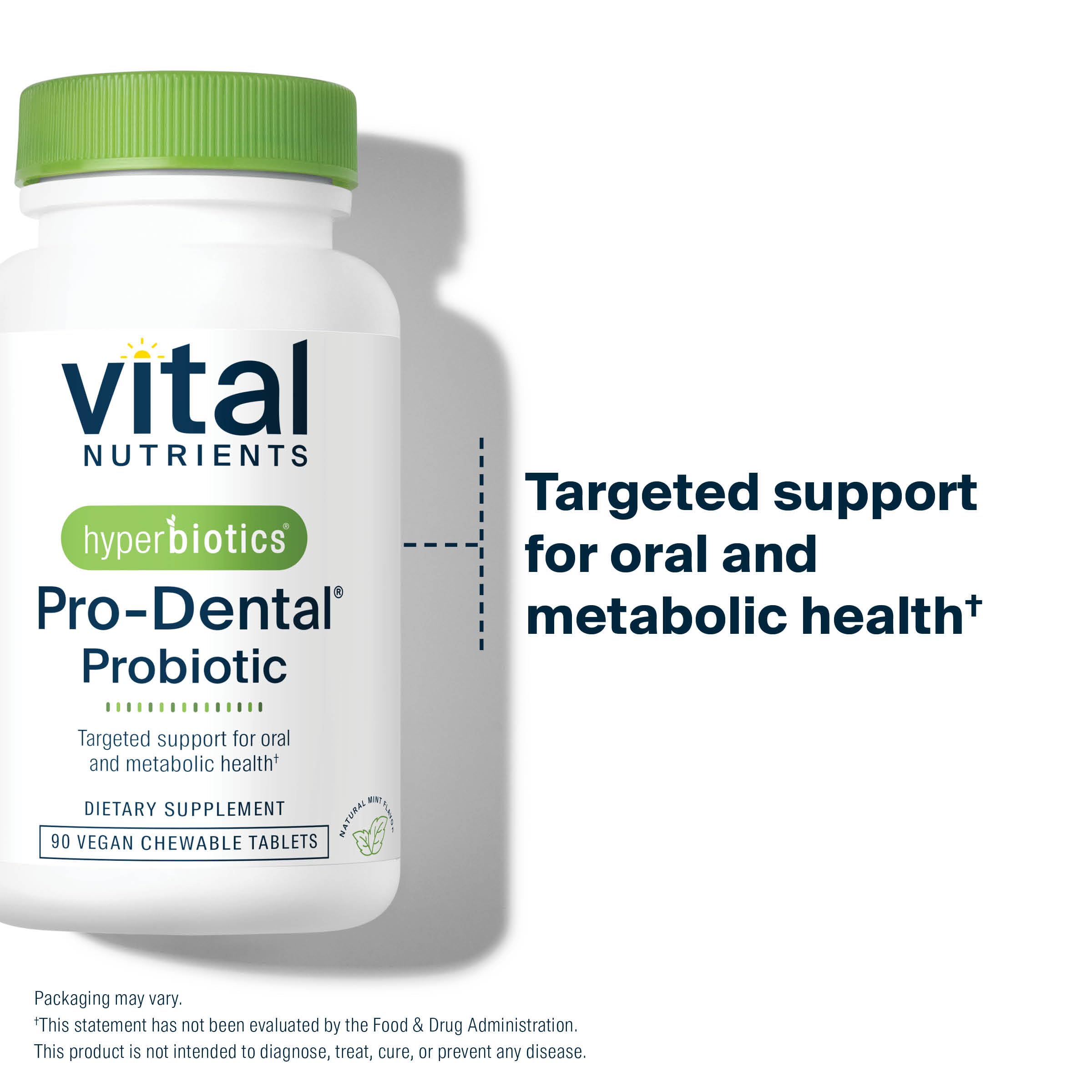 Hyperbiotics Vital Nutrients Pro Dental Probiotic | Clinically Studied BLIS K12 and M18 | Oral Probiotics for Bad Breath treatment for adults | Oral Health for teeth and gums | 90 Mint Tablets