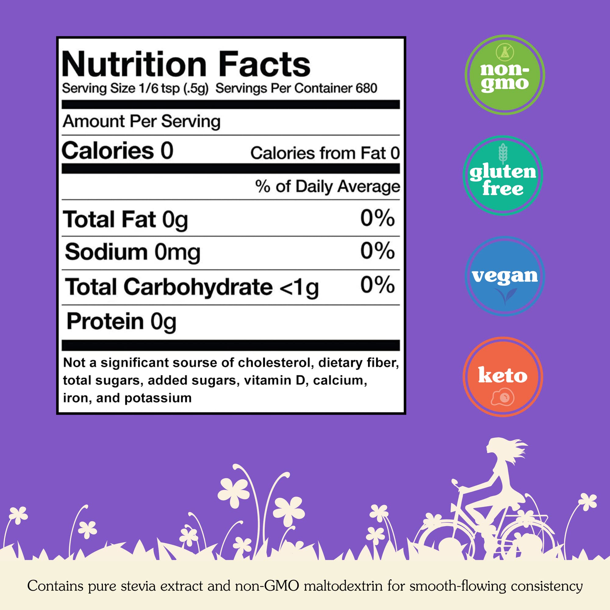 NuNaturals White Stevia Powder Blend, Plant-Based Sugar Substitute, Zero Calorie Sweetener, 12 oz