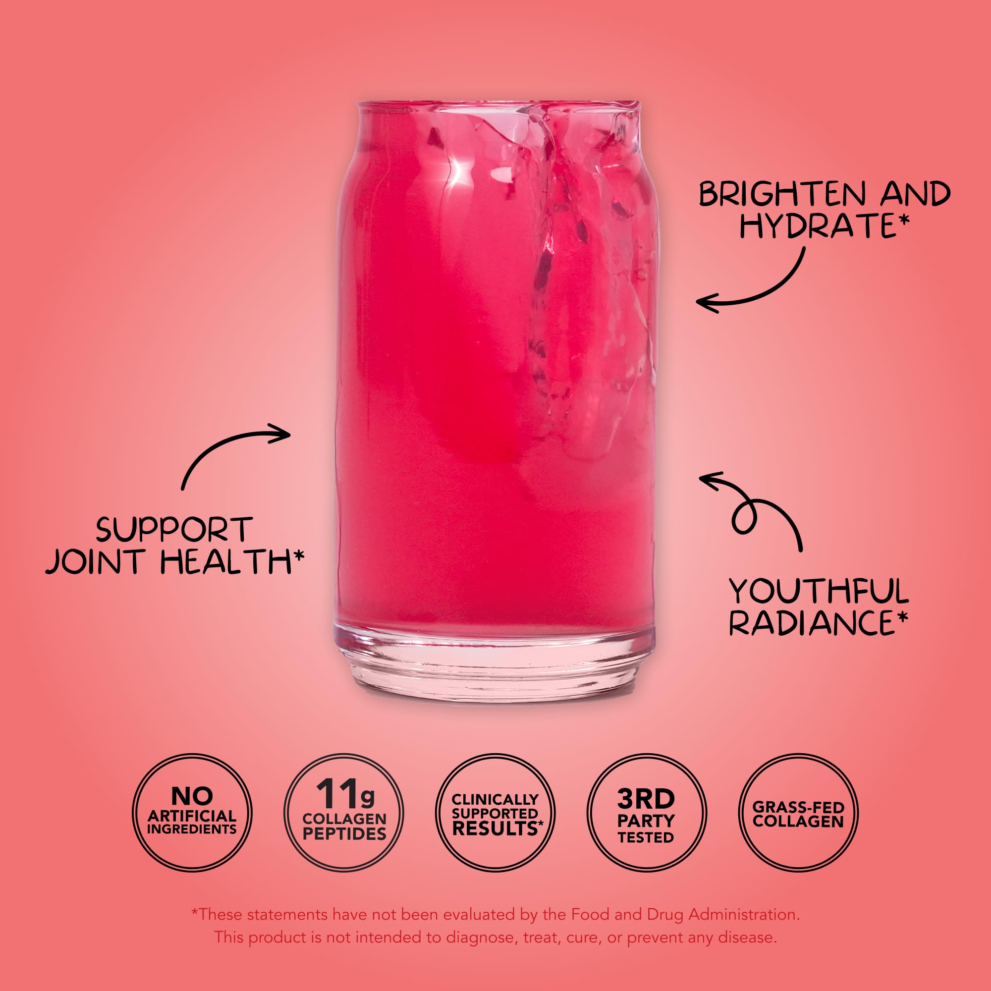 Clean Simple Eats Collagen Powder + Beauty Blend, Cherry Ice Flavor, Hydrolyzed Collagen Peptides from Grass Fed Bovine & Chicken, Hyaluronic Acid for Hair, Skin, Nail & Joint Support, 30 Servings