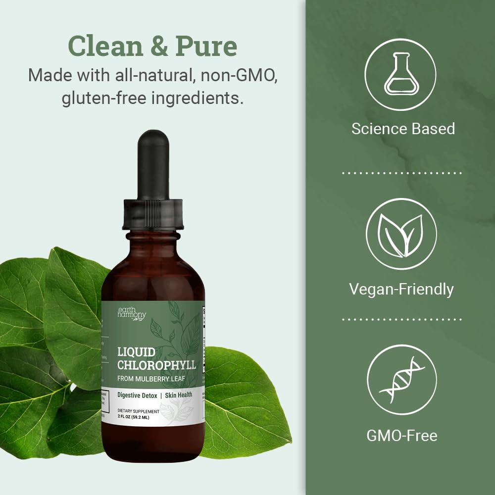 Liquid Chlorophyll, Liquid Drops for Immune System Support, Natural Internal Deodorant - Vegan Chlorophyll Drops with Organic Glycerin - Clorofila Liquida, Chlorophyllin Detox Cleanse (1 mL)