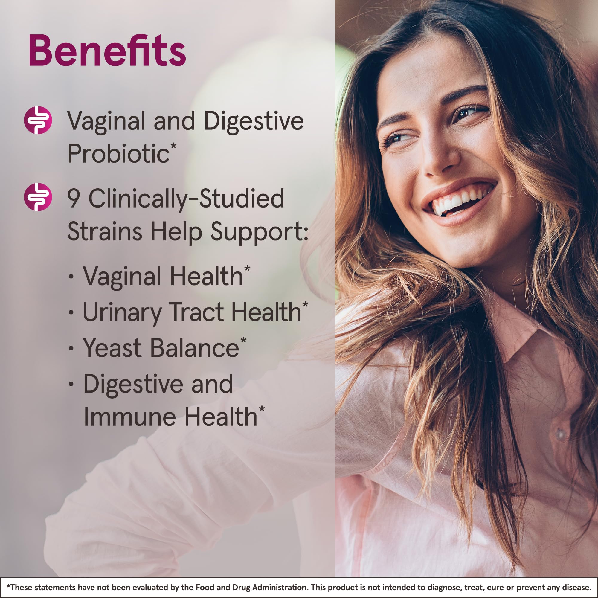 Jarrow Formulas Fem-Dophilus Vaginal & Digestive Probiotic 50 Billion CFU, 9 Clinically-Studied Strains, for Vaginal Flora & Yeast Balance, Urinary Tract, Digestive, & Immune Support, 30 Capsules