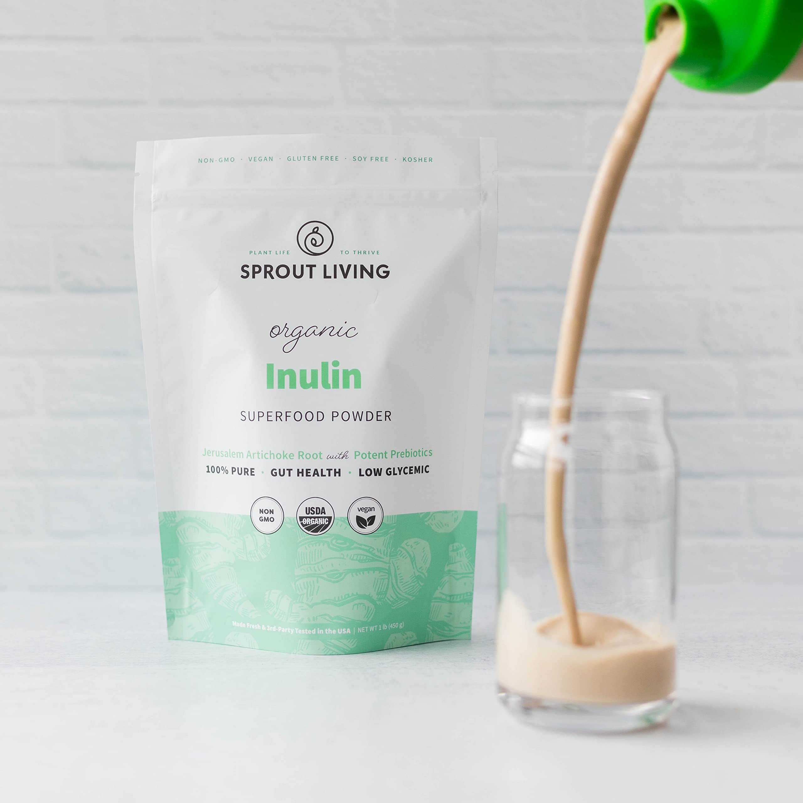Organic Inulin with FOS Prebiotic Powder, Soluble Fiber for Leaky Gut, Bloating, Digestion, Feed Friendly Bacteria (Probiotics), 1 Scoop Daily, 1 lb (90 Servings)