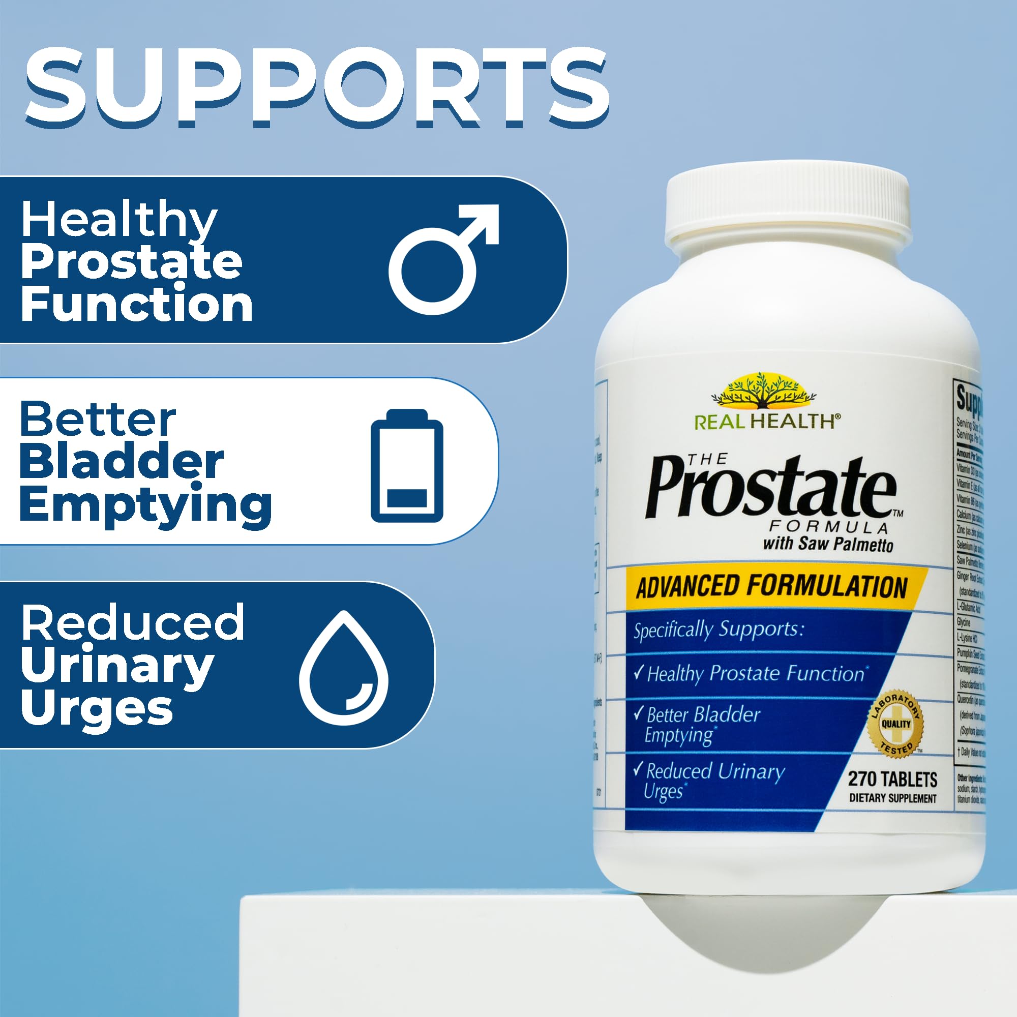 Real Health The Prostate Formula - Prostate Supplements for Men, Prostate Health, Prostate Relief, Saw Palmetto for Men, Prostate Vitamins - 270 Count