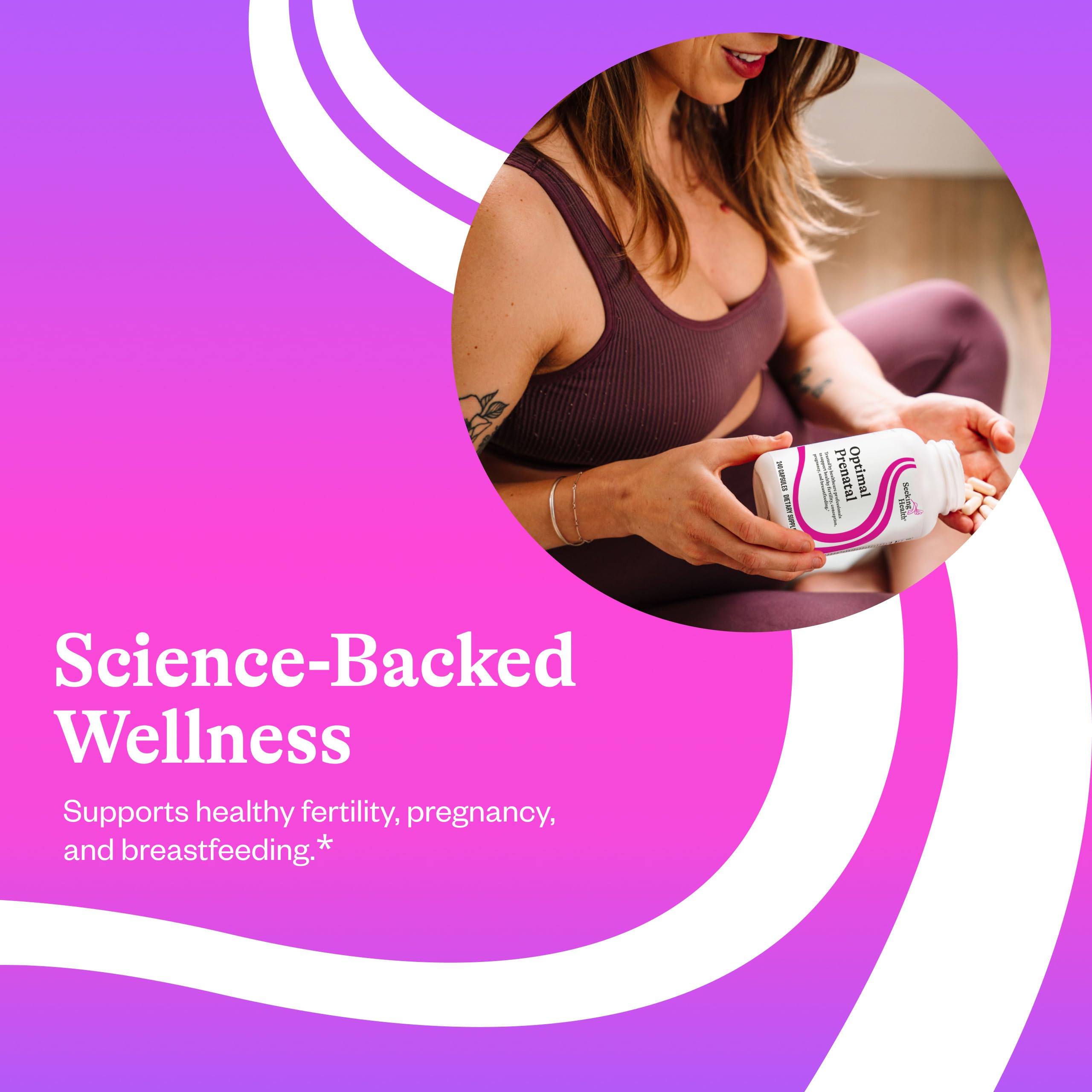 Seeking Health Optimal Prenatal - Supplement with Vitamin B12, L-Methylfolate, & Choline - Vegetarian Supplement to Support Optimal Prenatal Health - 240 Capsules