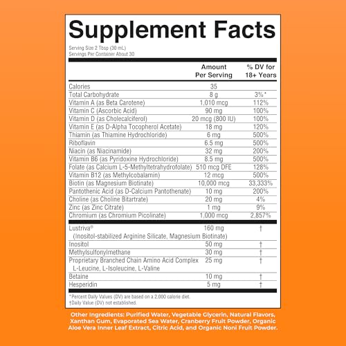 MARYRUTH'S Liquid Multivitamin+Hair Growth | Clinically Tested for Thicker Hair & Facial Wrinkles in Women | Biotin 10000mcg | Lustriva Hair Growth Supplement | Skin Care | Age 18+ | 30 Fl Oz