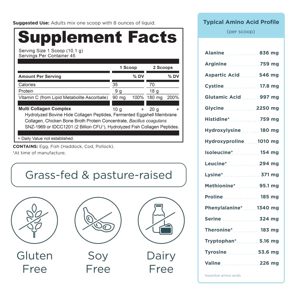 Ancient Nutrition Collagen Powder Protein with Probiotics, Unflavored Multi Collagen Protein with Vitamin C, 45 Servings, Hydrolyzed Collagen Peptides Supports Skin and Nails, Gut Health, 16oz